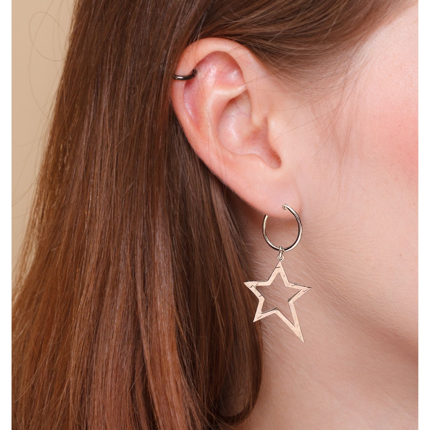Silver Shooting Star Dust Click-Top Hoop Earrings