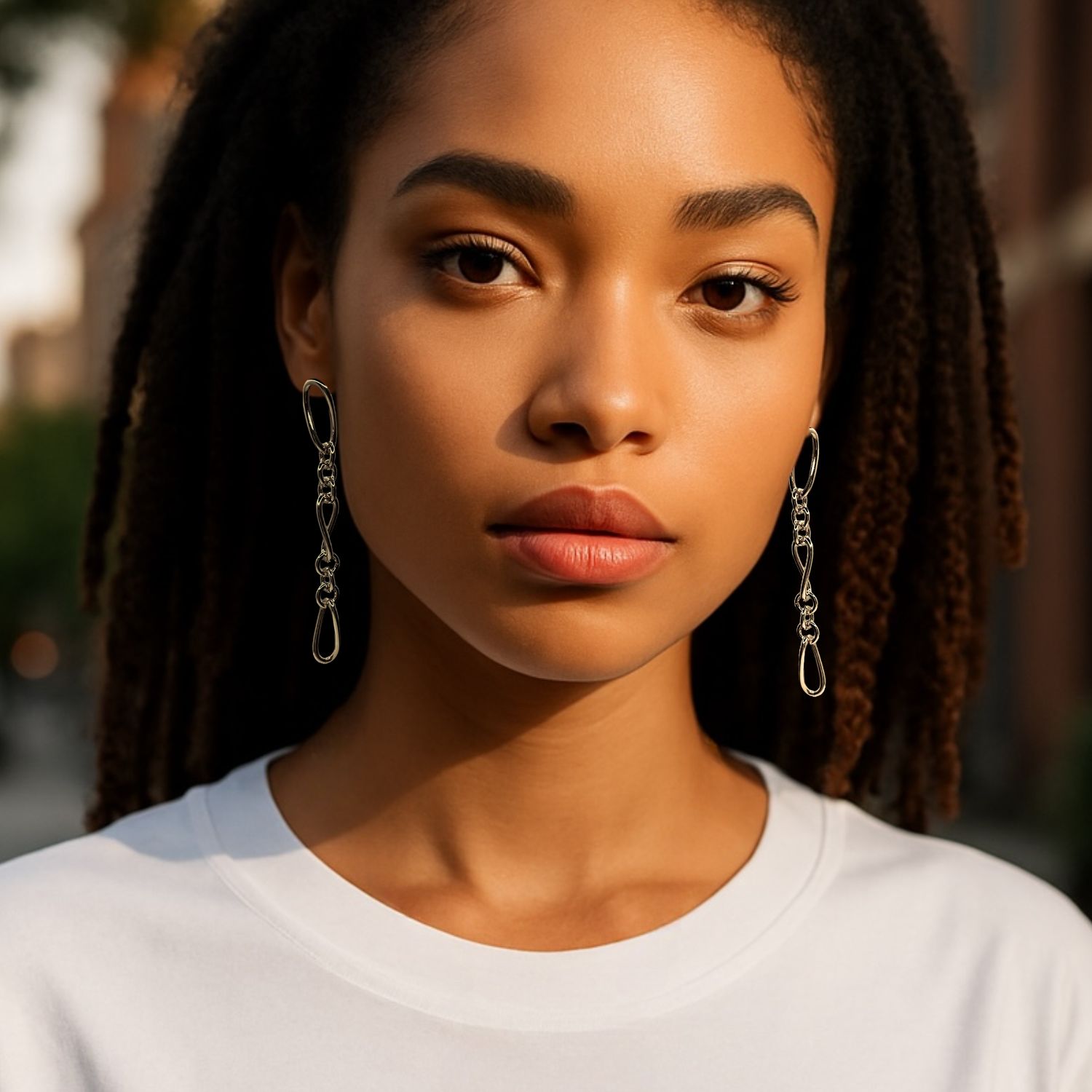 Silver Skyler Chain Post Earrings