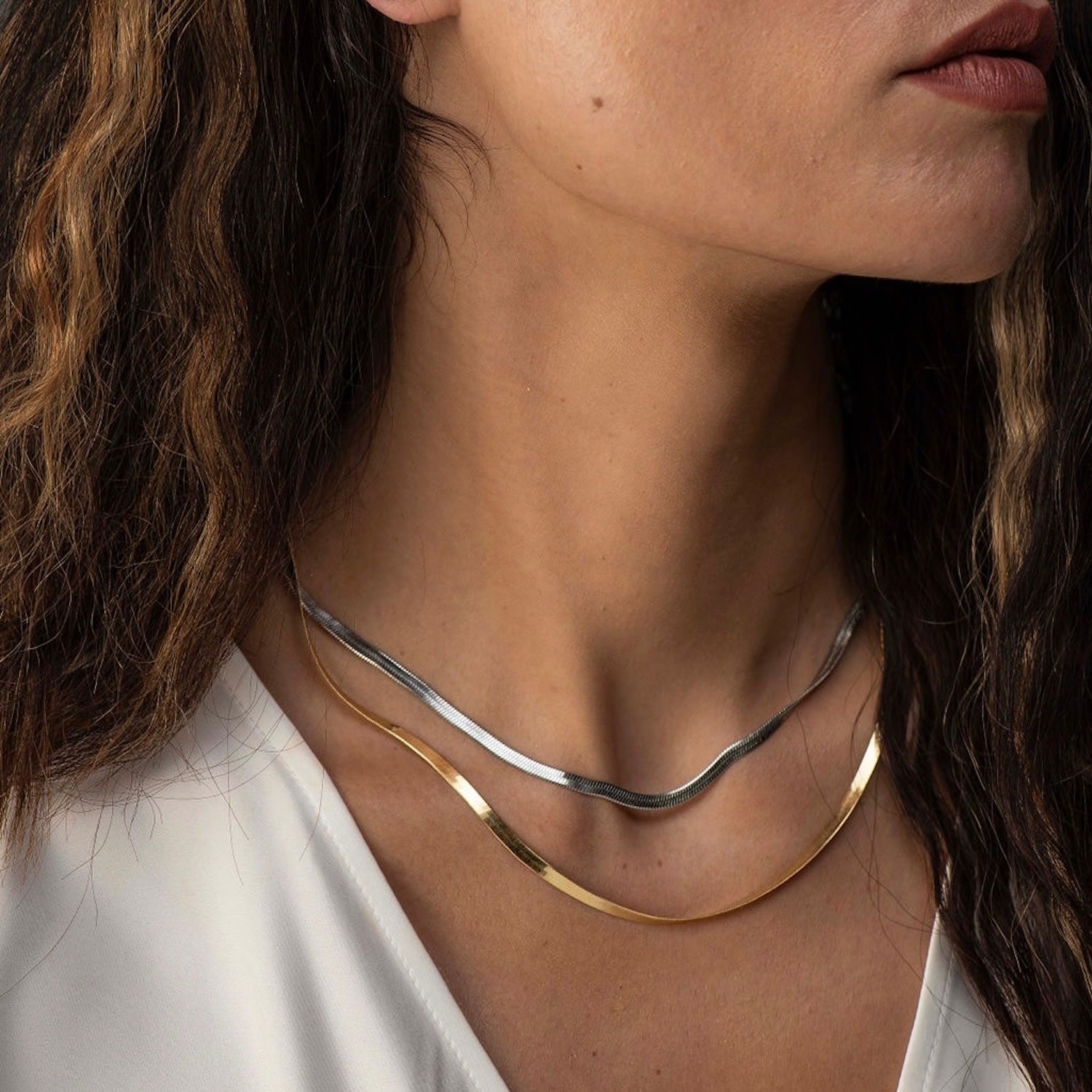 Silver Snake Chain Necklace Adjustable Length