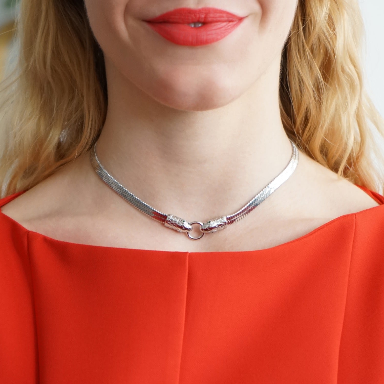 Silver Snake Necklace Serpentina