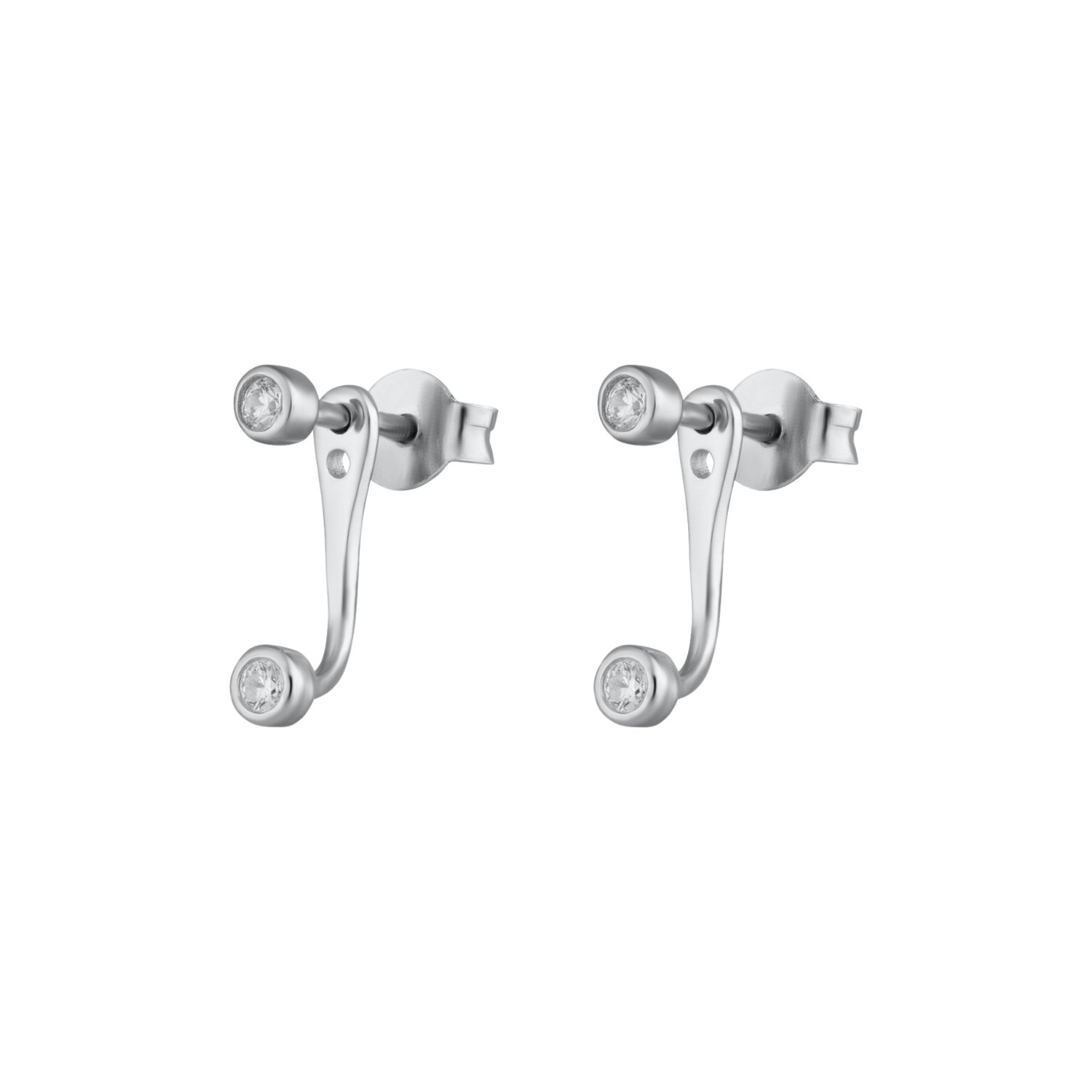 Silver Sparkle Dot Ear Jacket Stud Earrings
