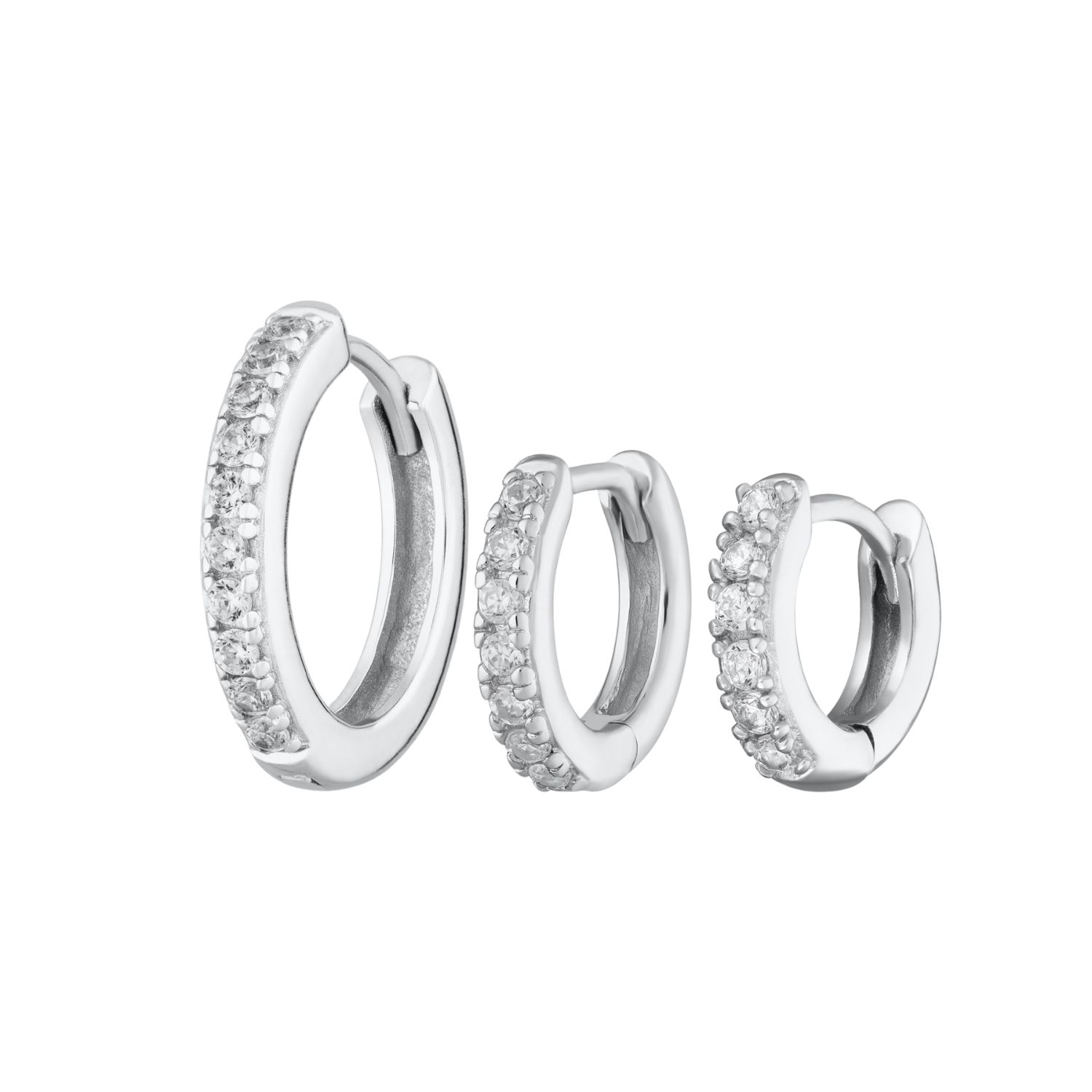 Silver Sparkling Essential Hoop Earring Stacking Set