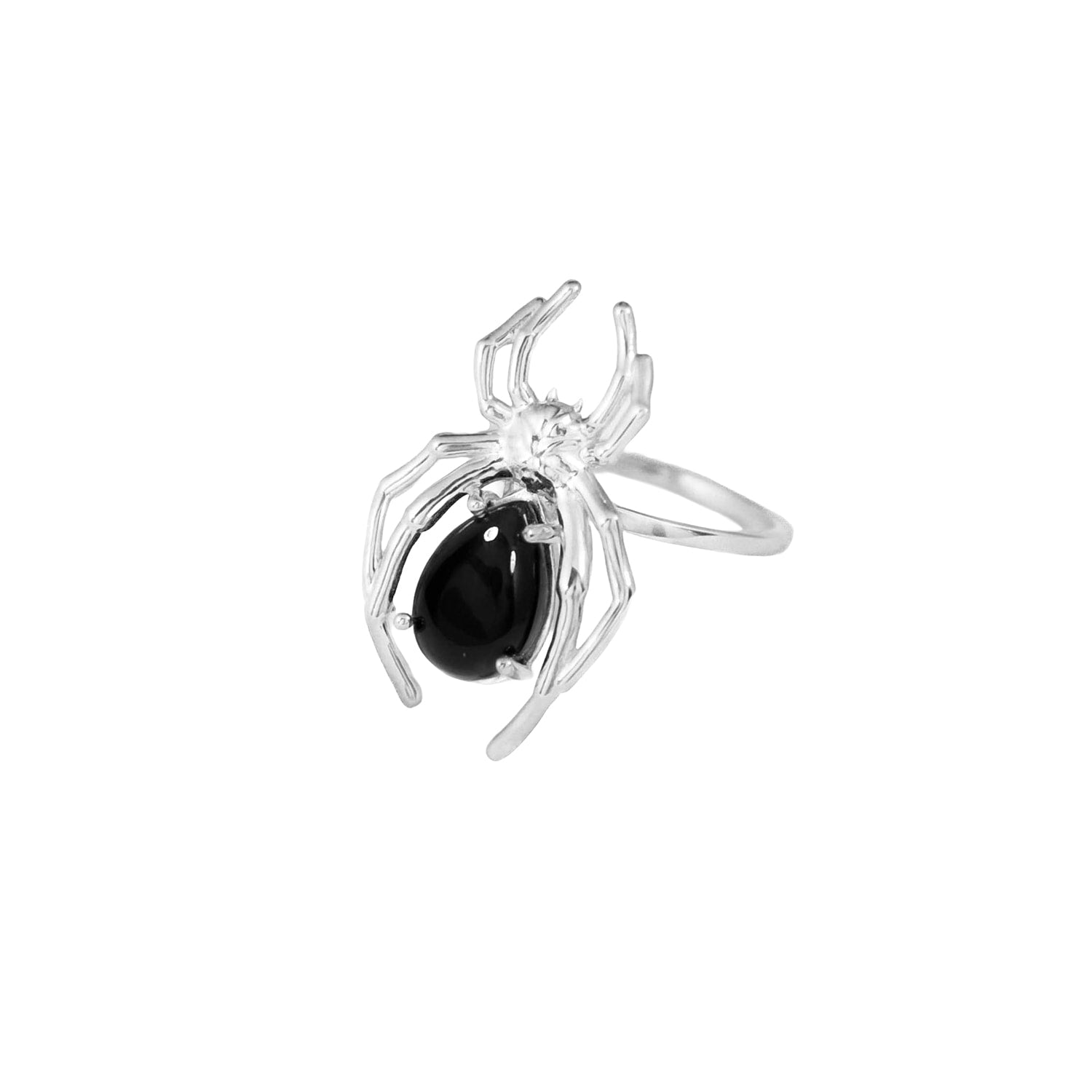 Silver Spider & Black Onyx Stacking Ring