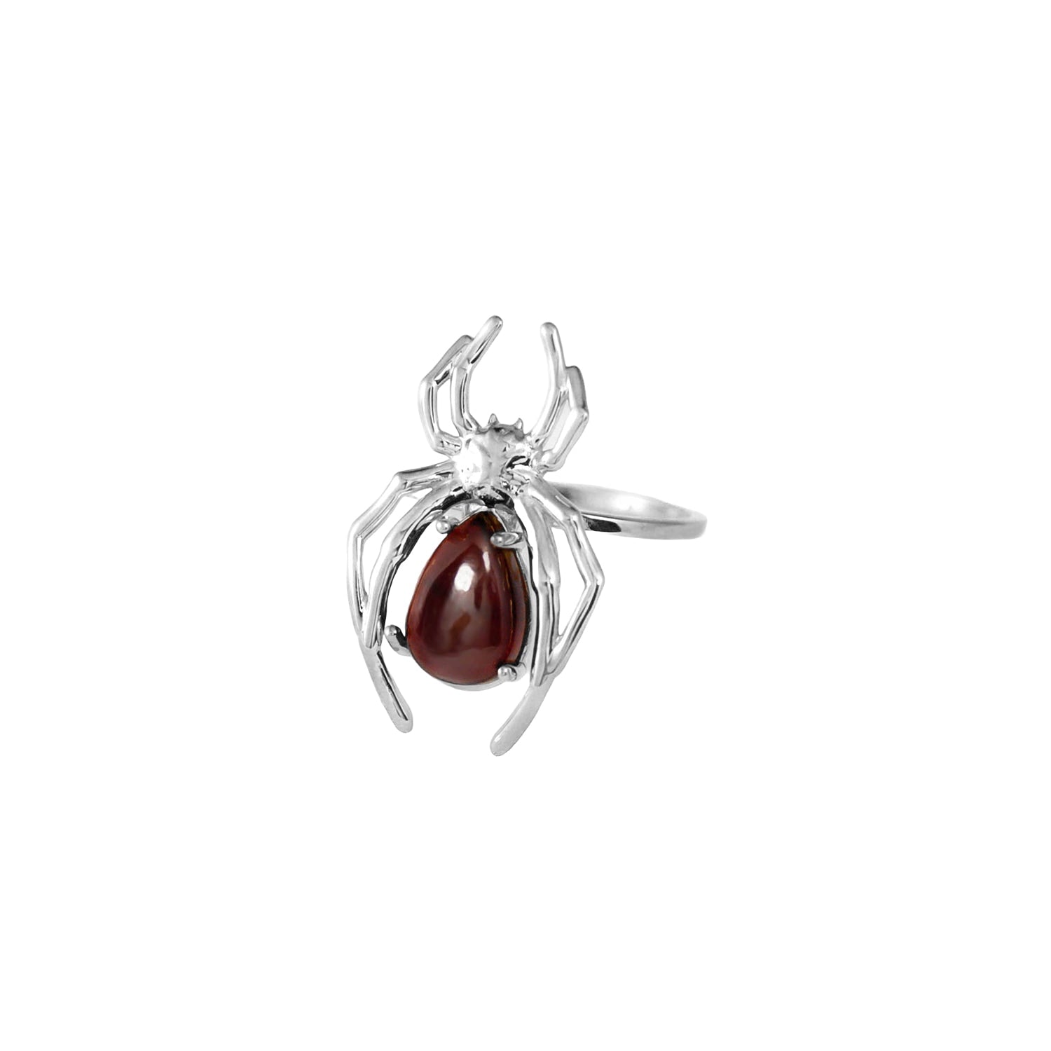Silver Spider & Garnet Stacking Ring
