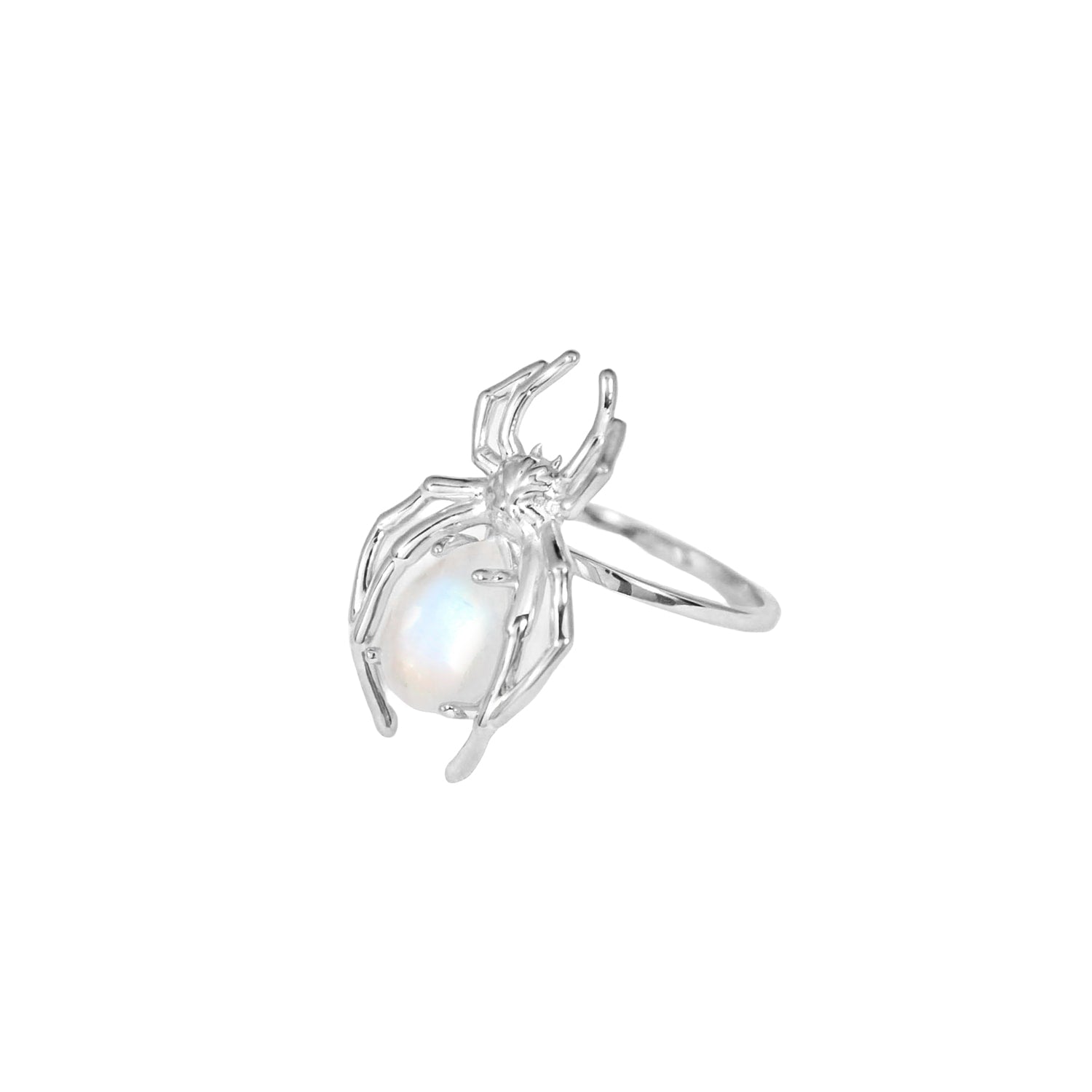 Silver Spider & Moonstone Stacking Ring