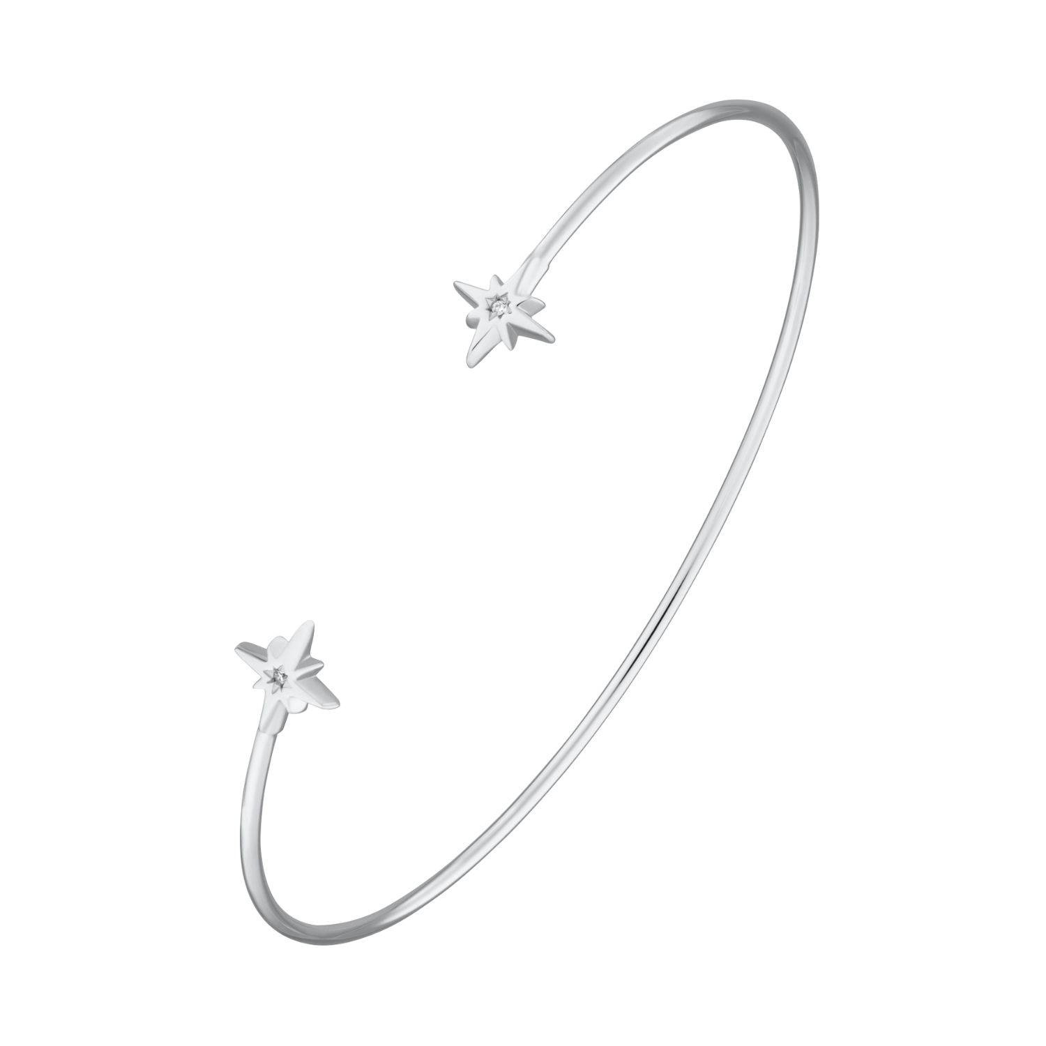 Silver Starburst Open Bangle