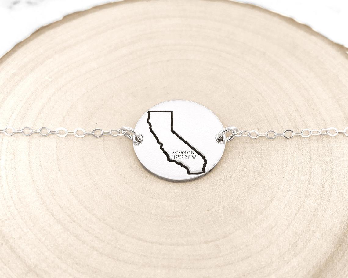 State Disc Coordinates Bracelet