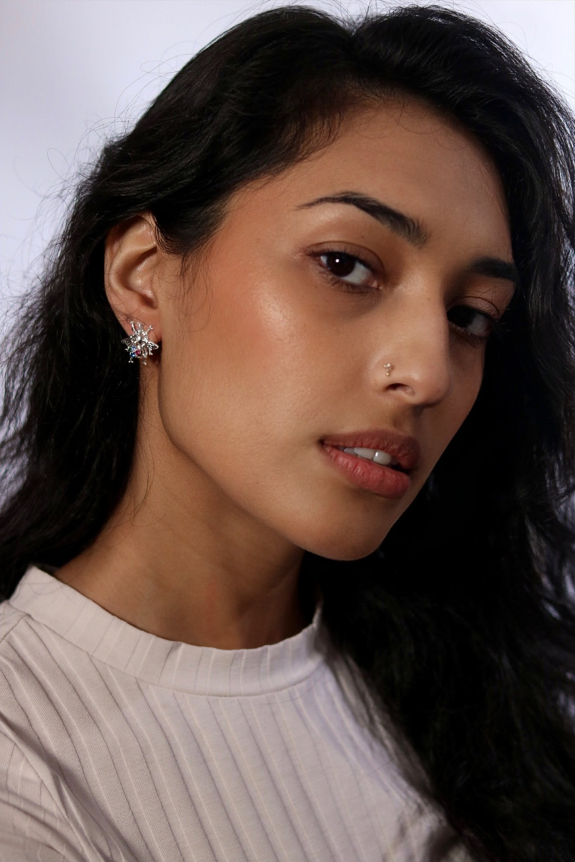 Silver Stinging Stud Earrings