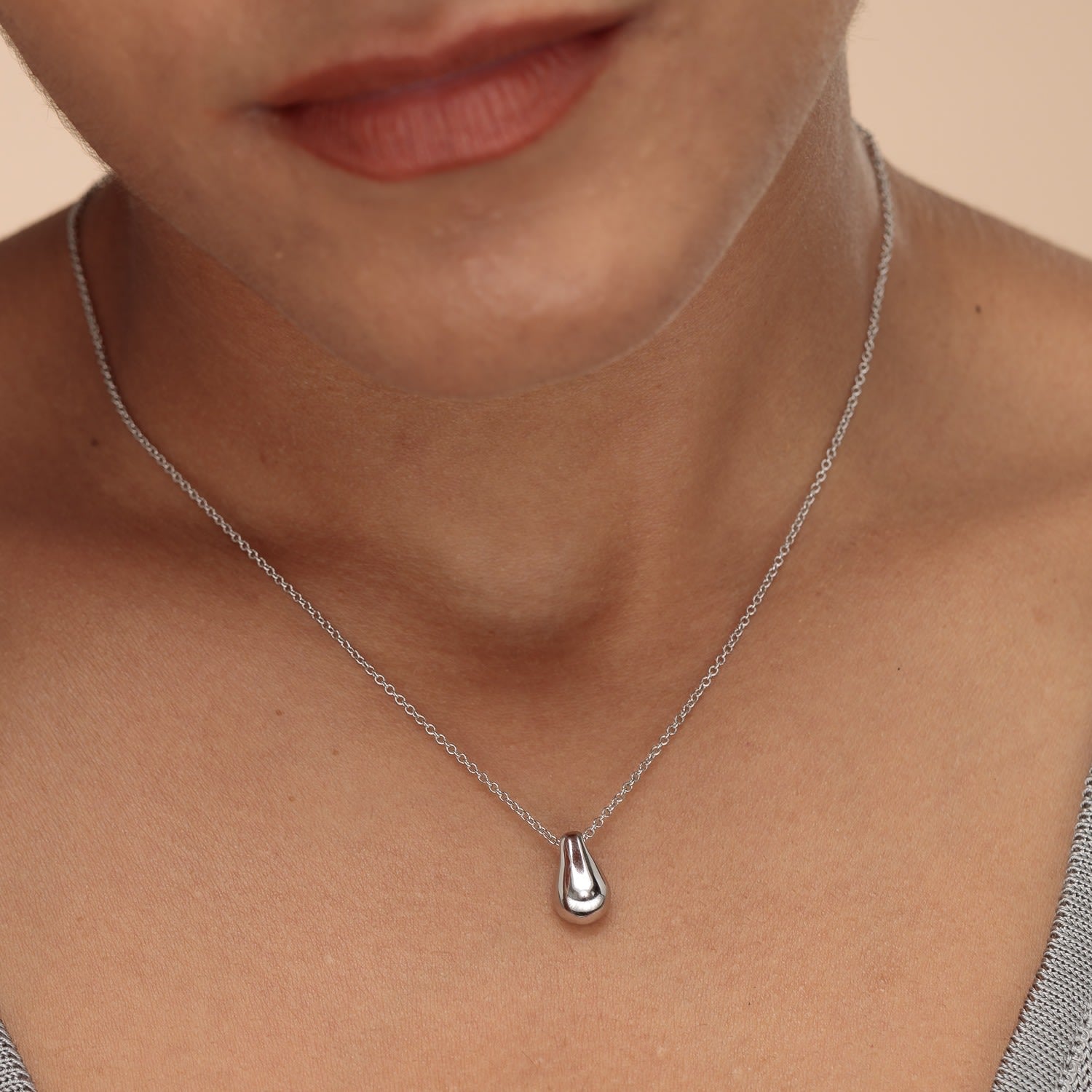 Silver Teardrop Necklace With Slider Clasp