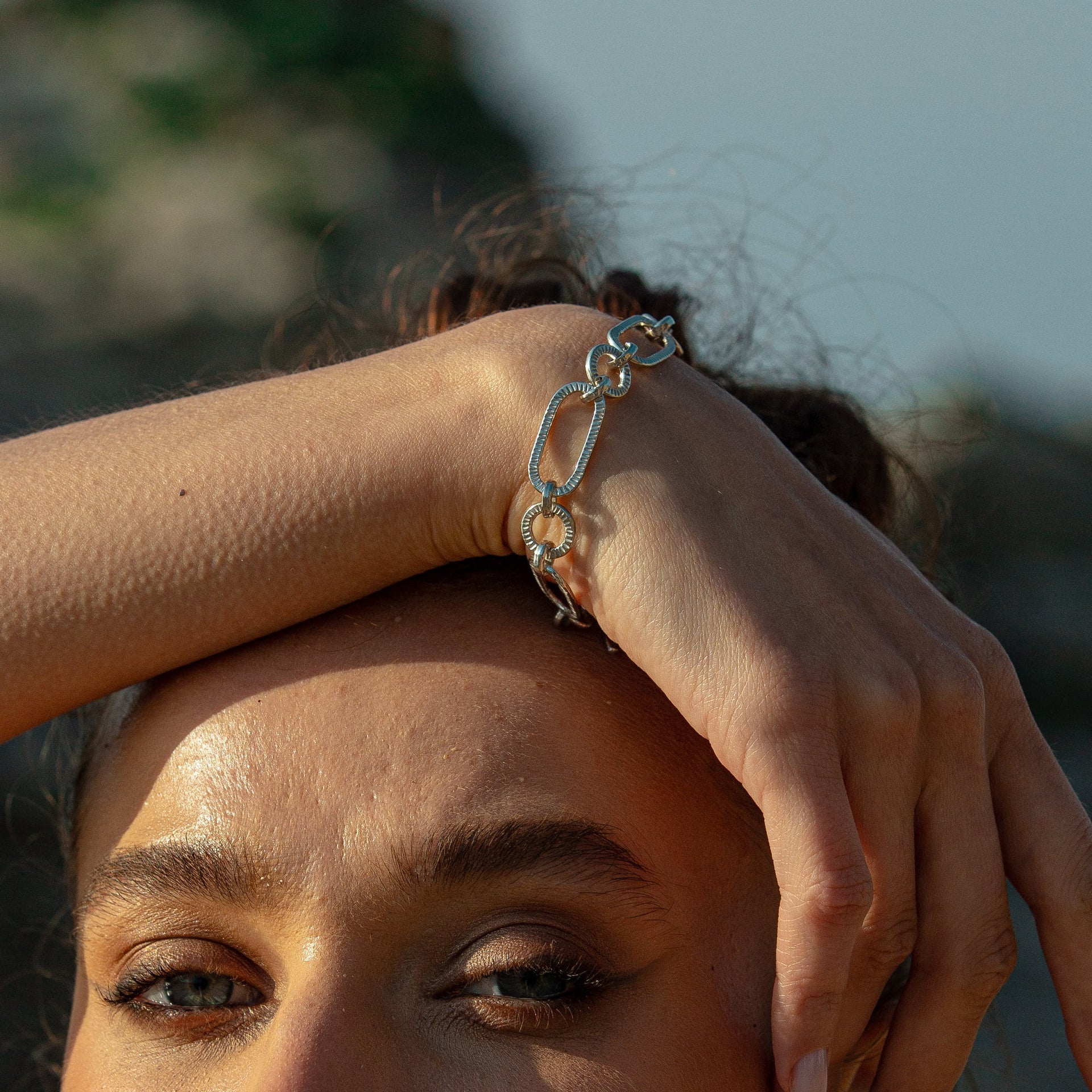 Textured Silver Ancient Bracelet