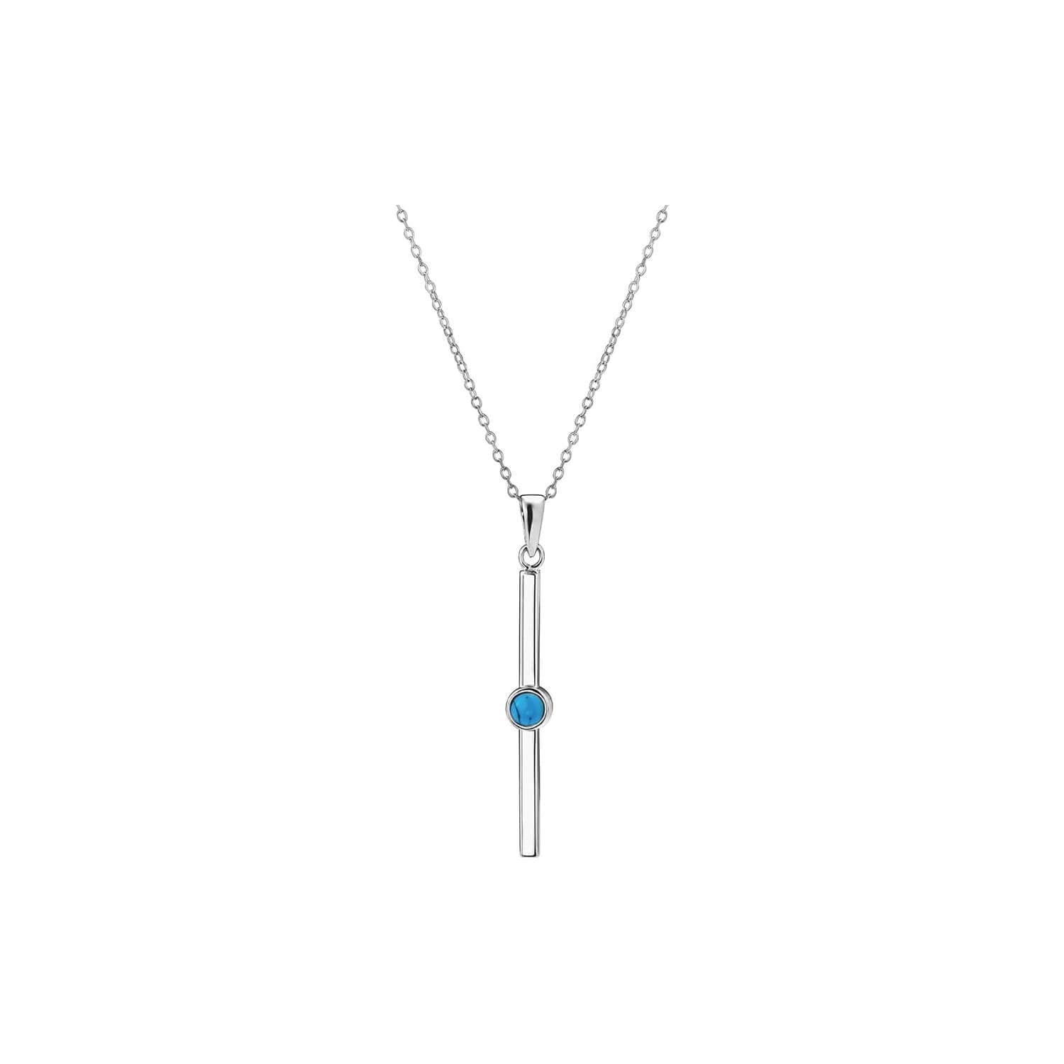 Silver & Turquoise Bar Pendant Necklace