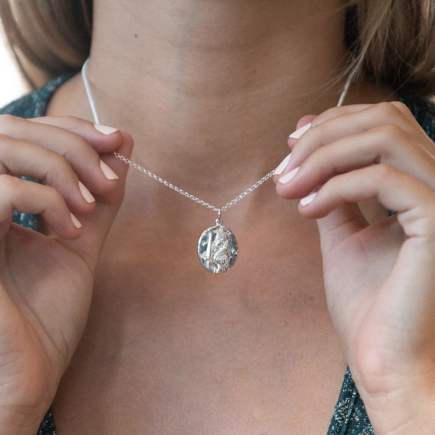 Silver Virgo Zodiac Charm Necklace