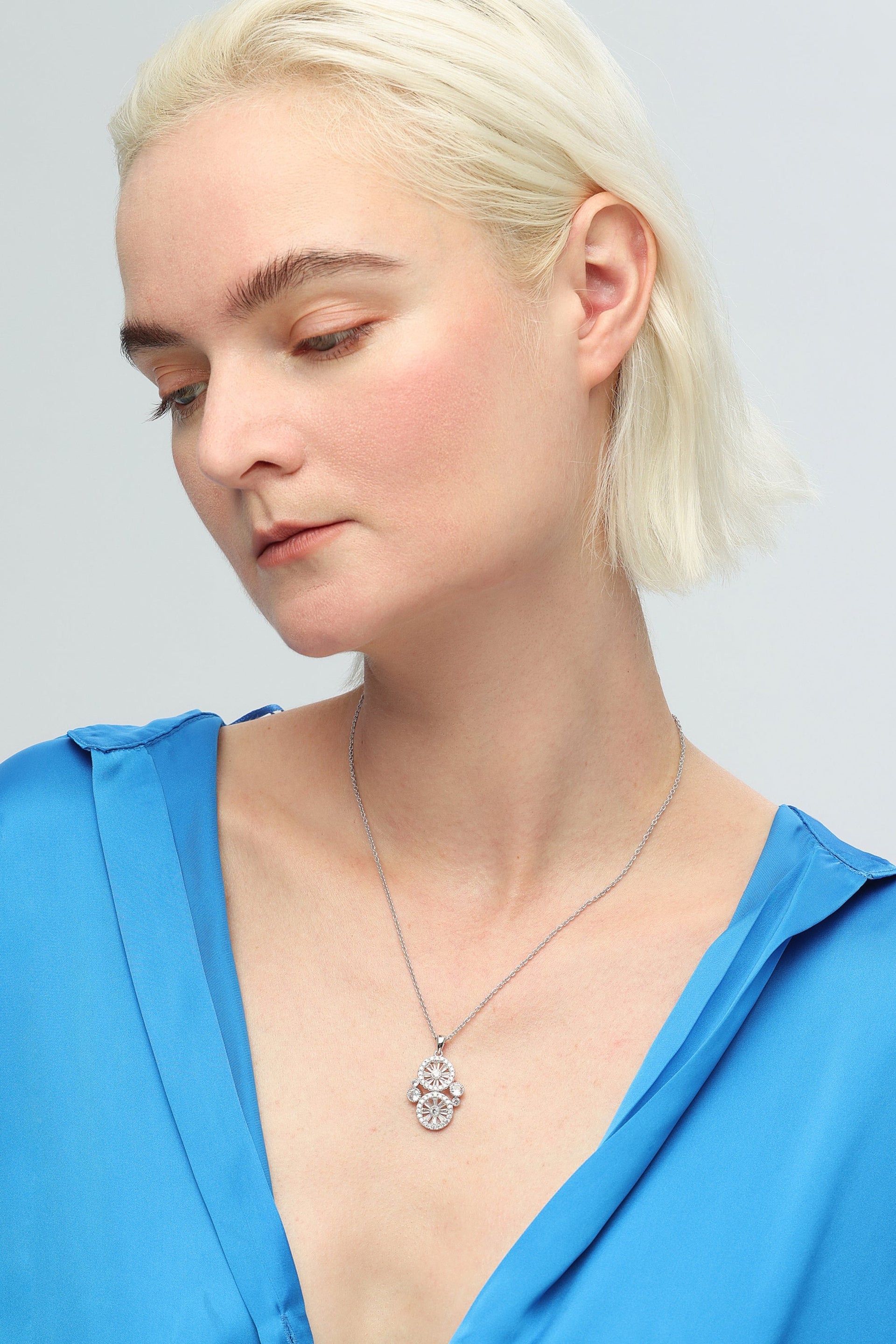 Silver Wheel Of Fortune Pendant Necklace