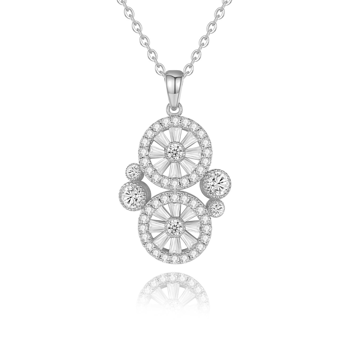 Silver Wheel Of Fortune Pendant Necklace