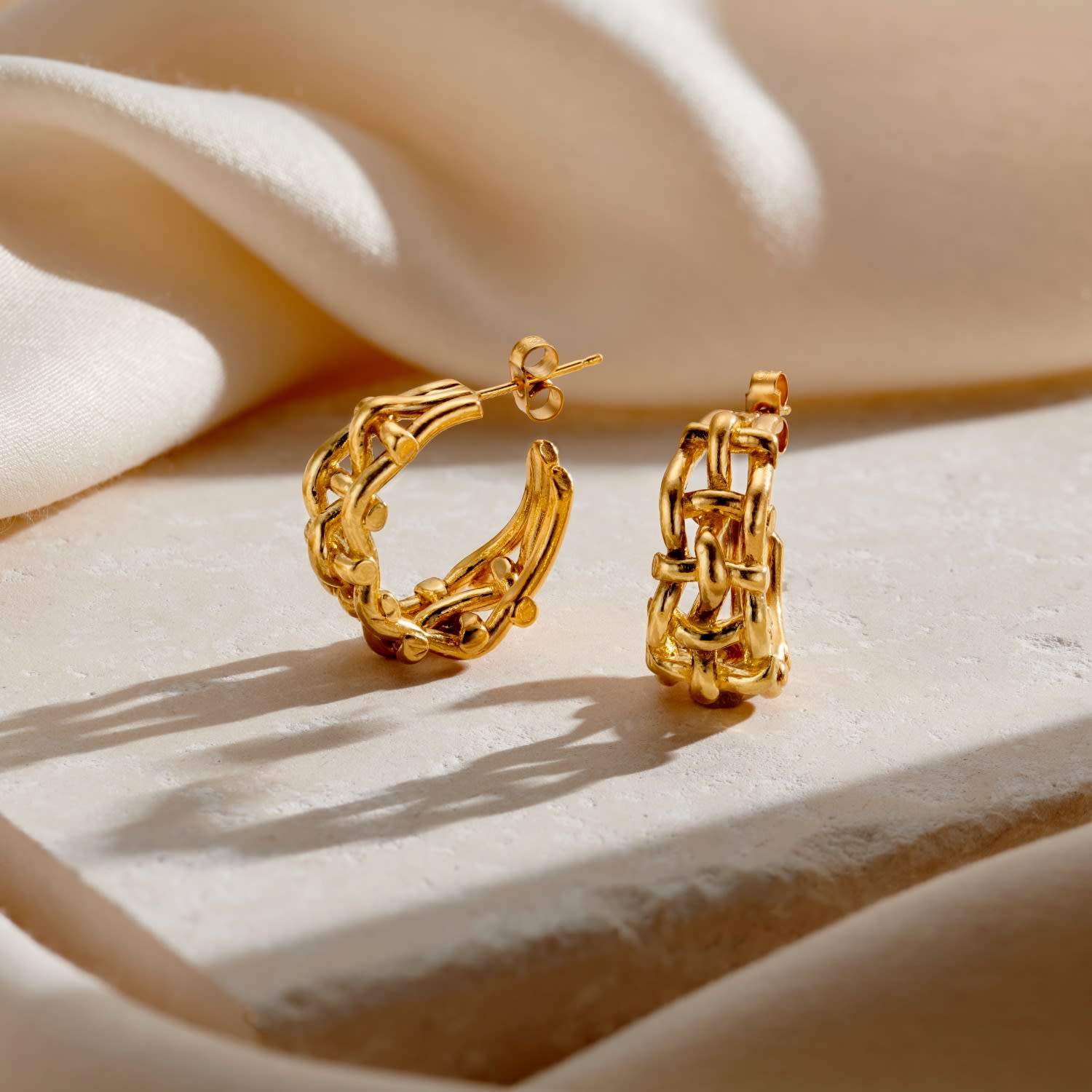 Gold Woven Hoop Earrings