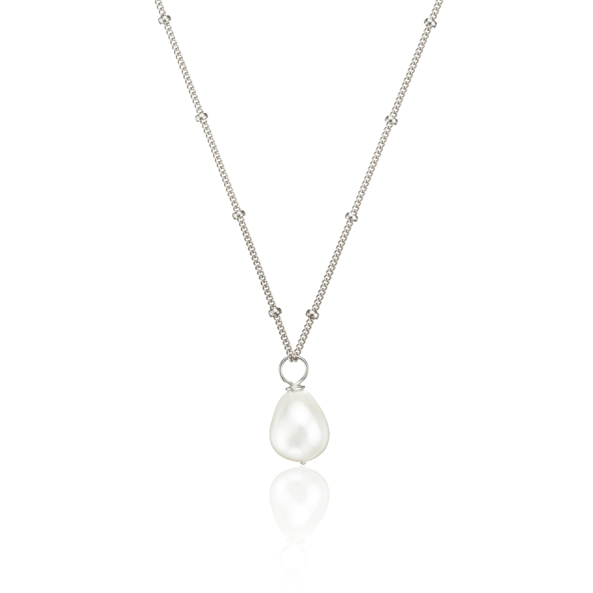 Silver Large Pearl Satellite Necklace