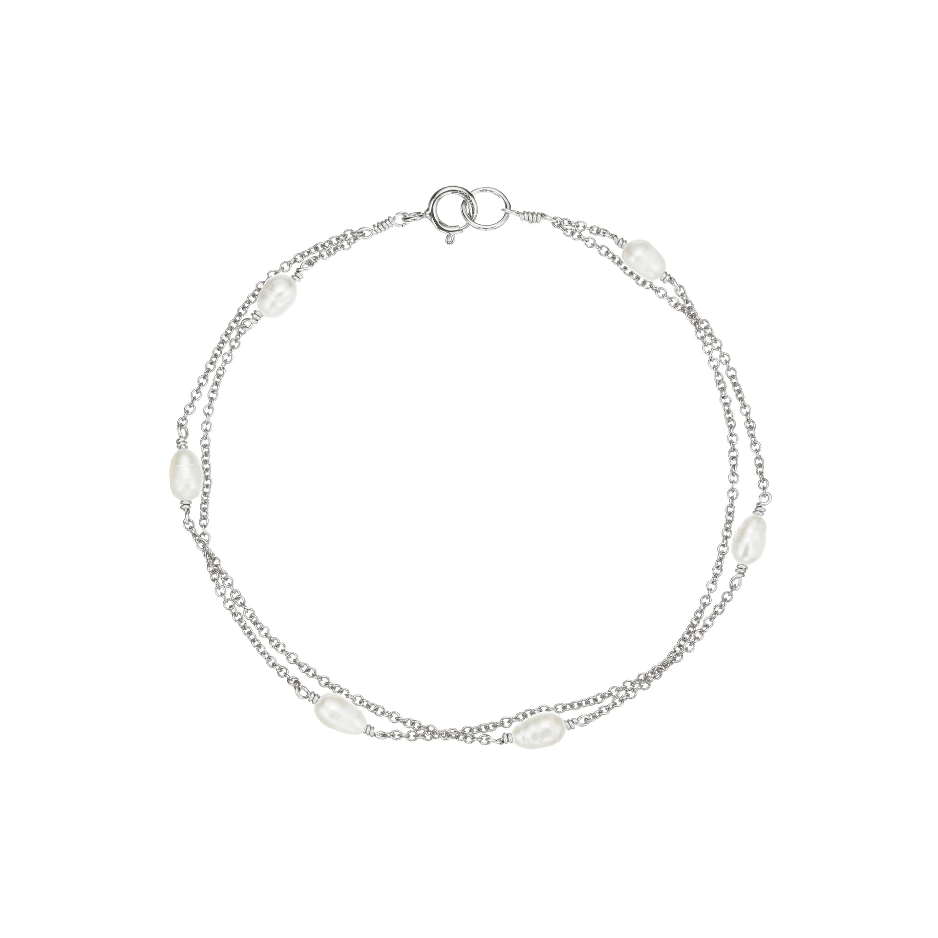 Silver Layered Seed Pearl Bracelet