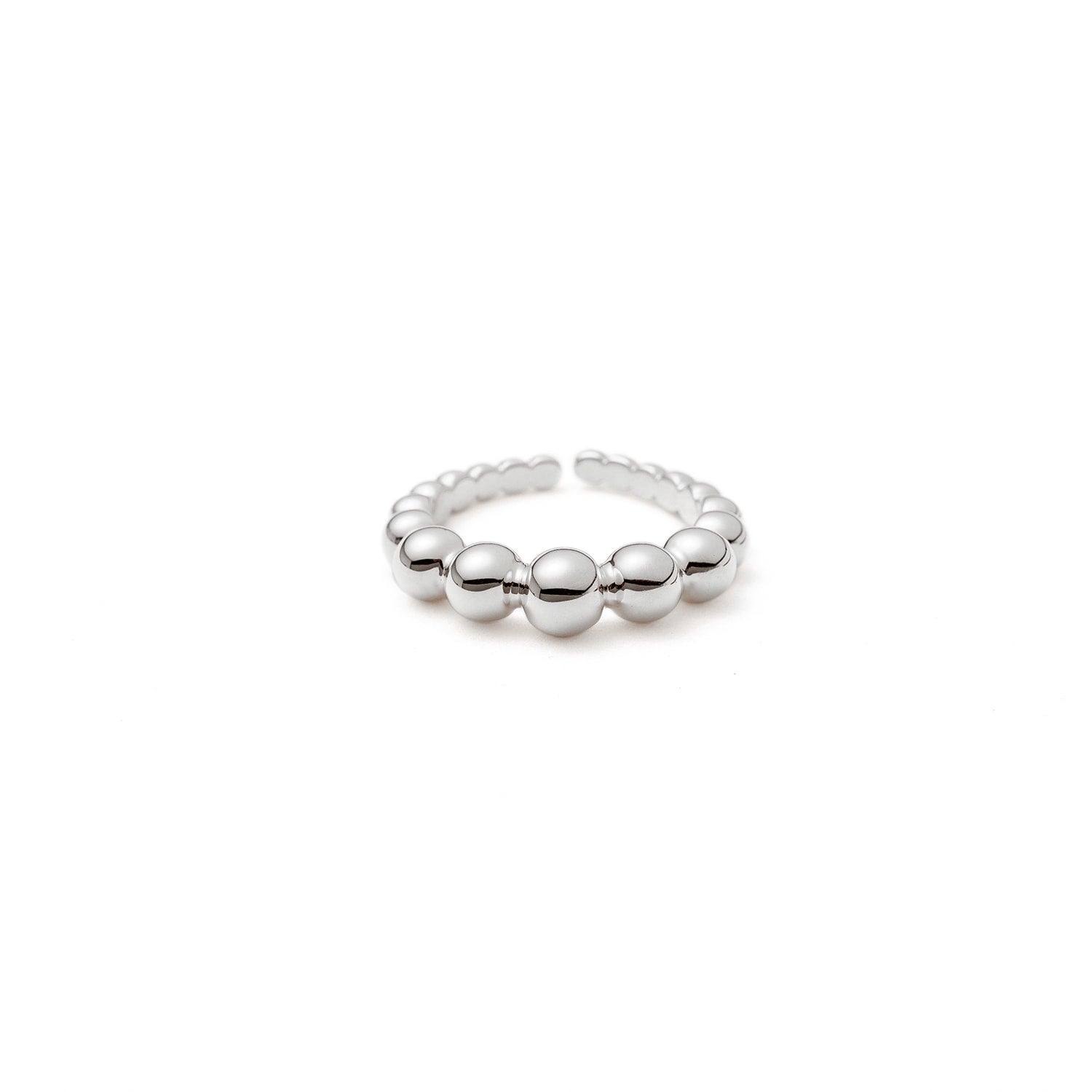 Adjustable Bold Spheres Ring Silver