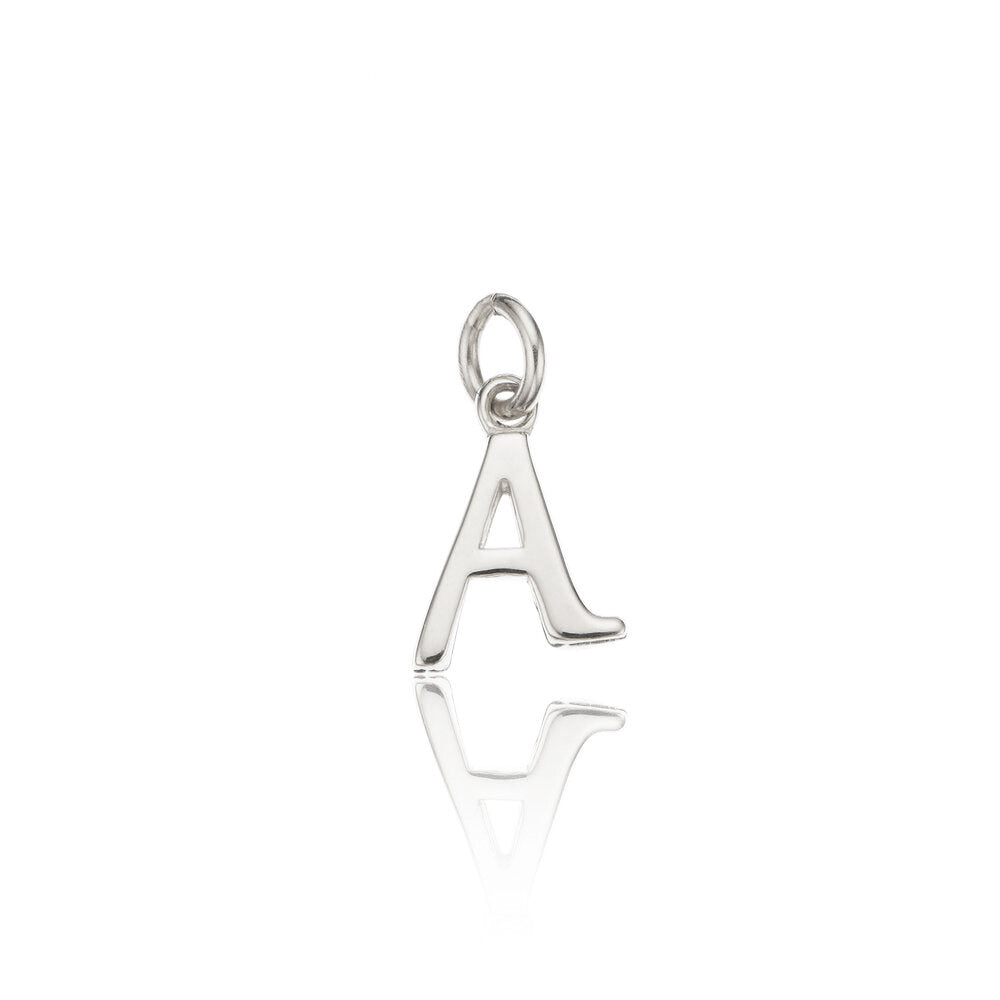 Solid White Gold Individual Curve Initial Charm