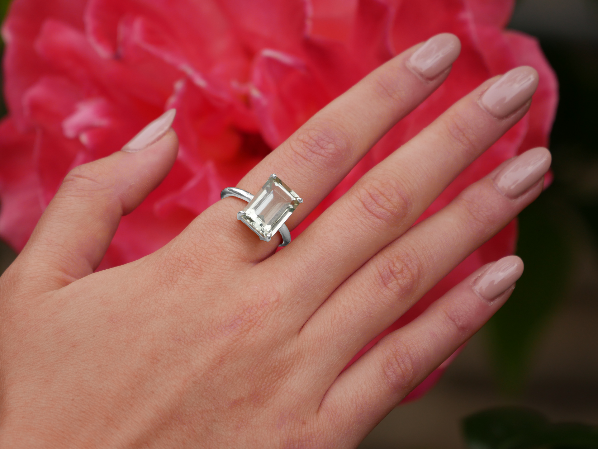 Sterling Silver Green Amethyst Ring