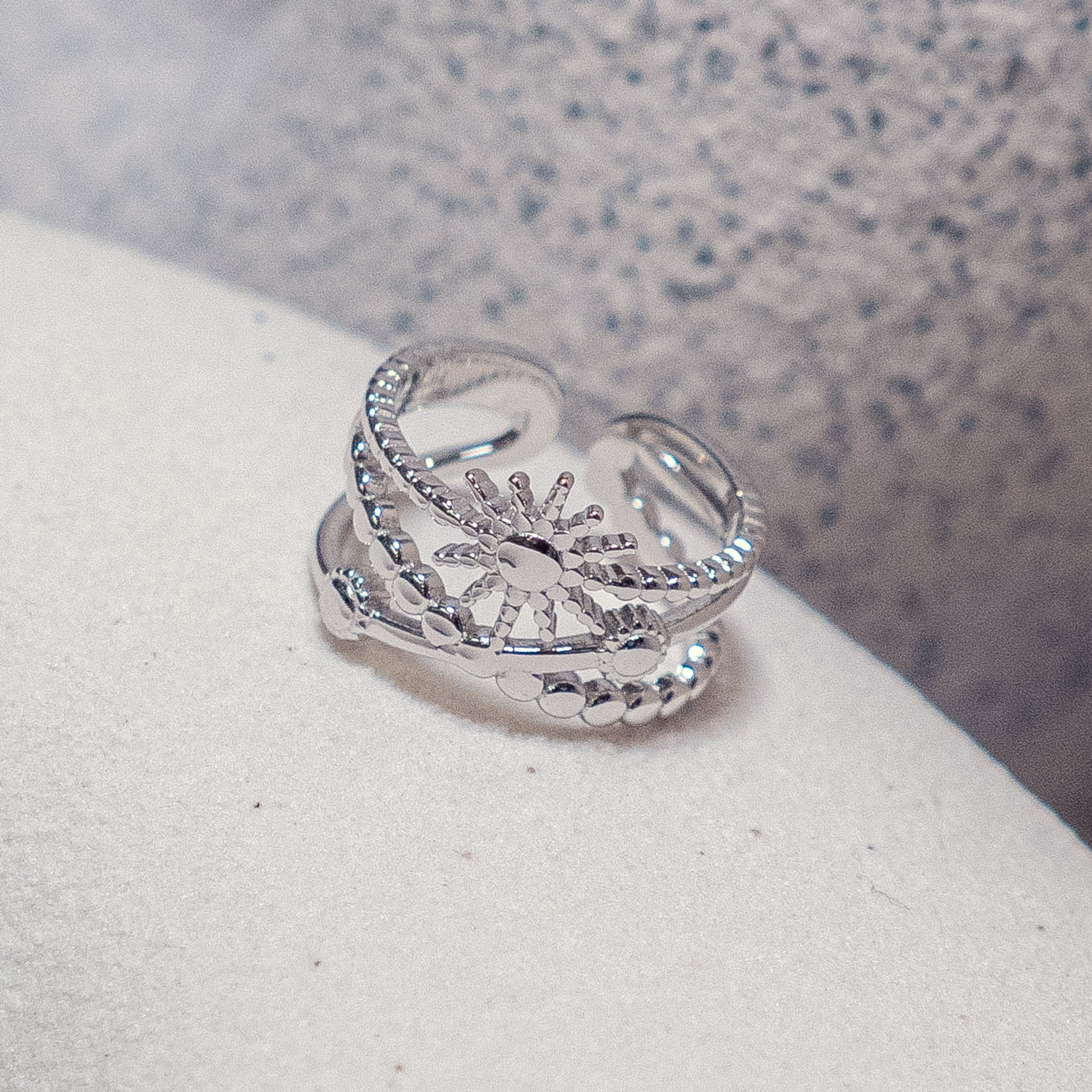 Silvi Sundial Sterling Silver Stacked Ring