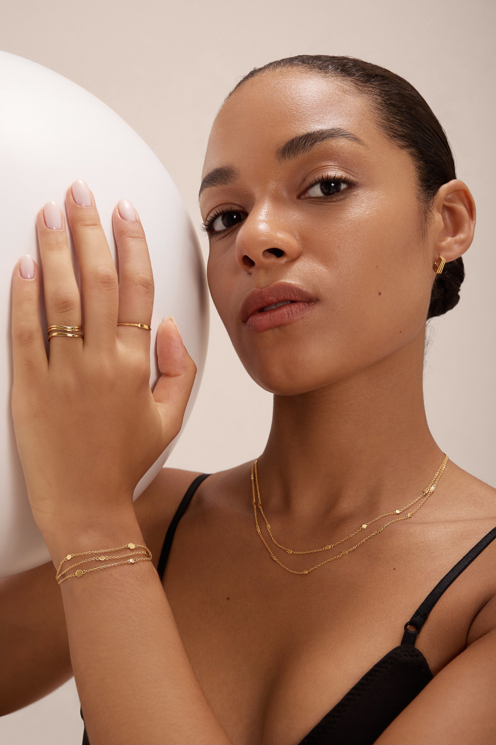 Simone Triple Chain Layered Bracelet In Gold