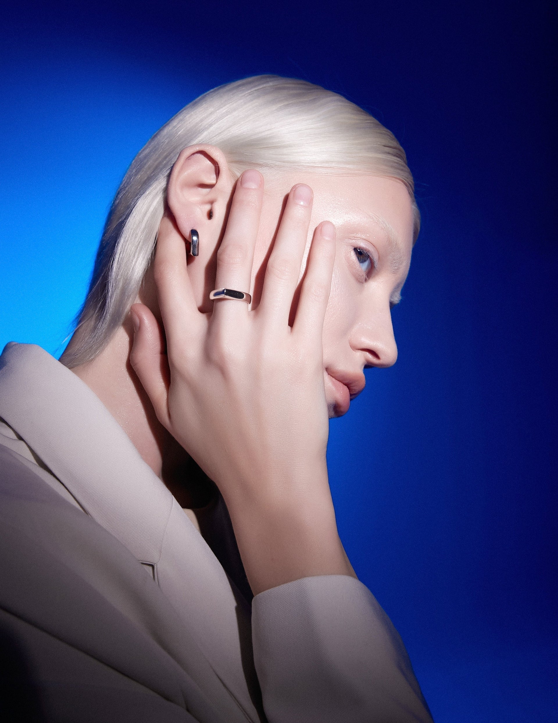 Simple Edge Hoop Earrings Silver