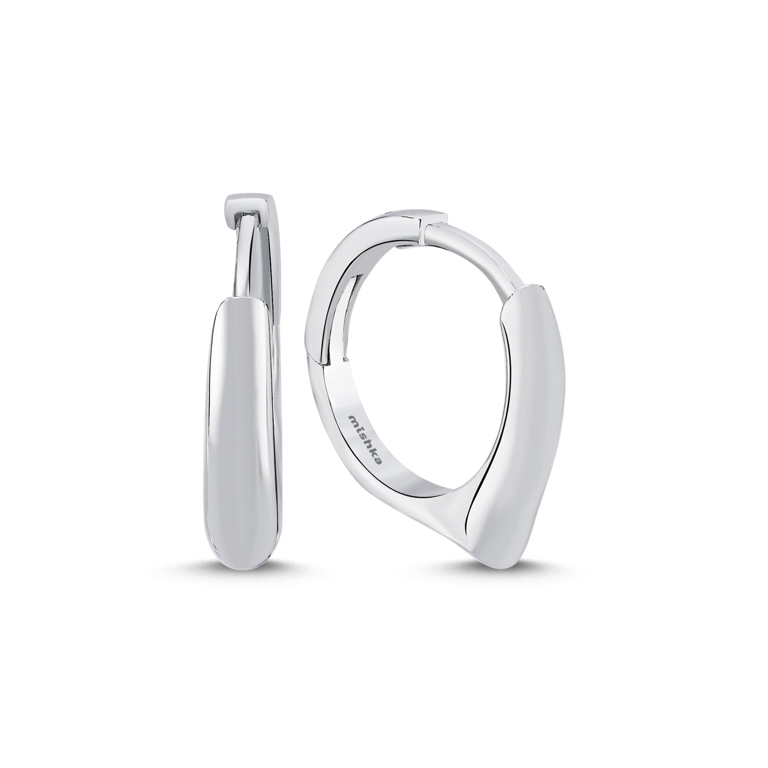 Simple Edge Hoop Earrings Silver