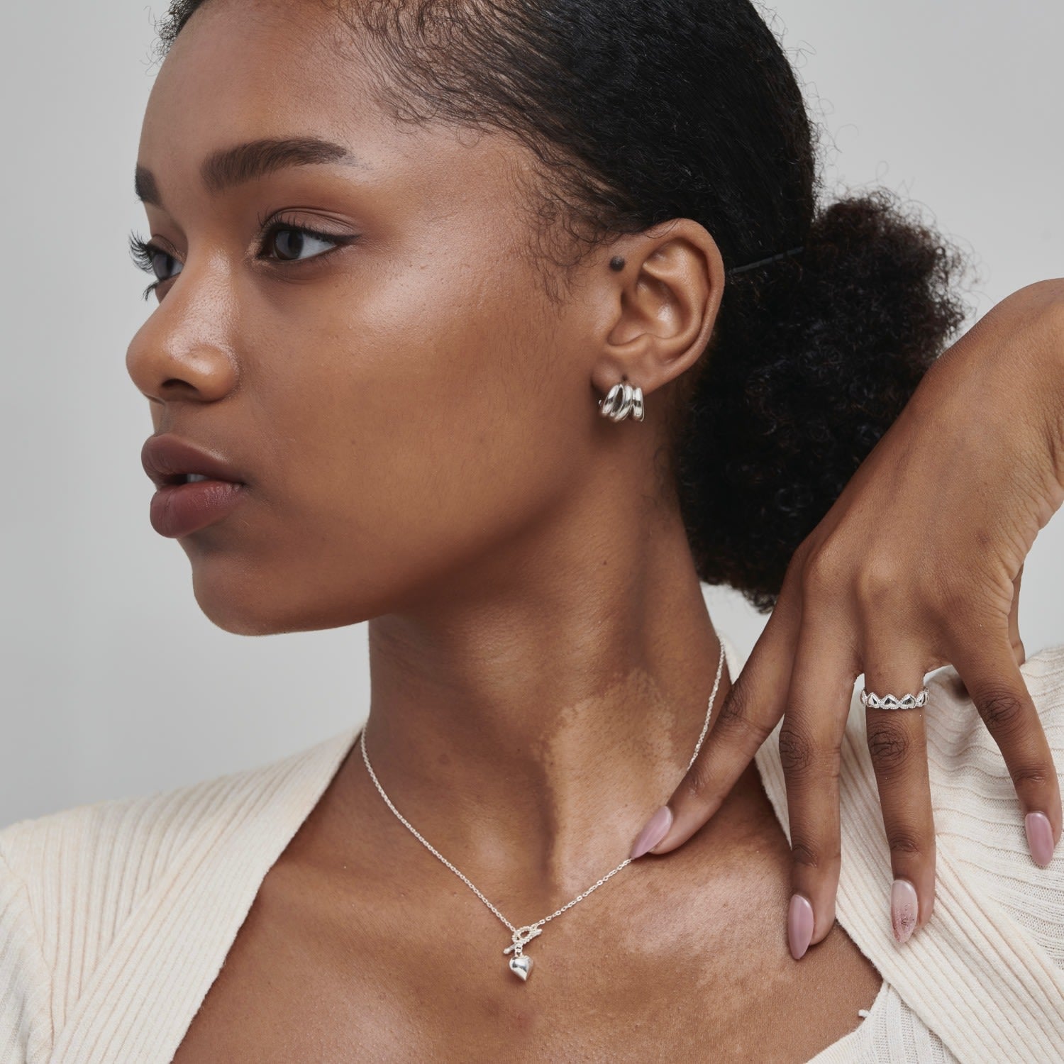 Simple Heart Necklace Silver