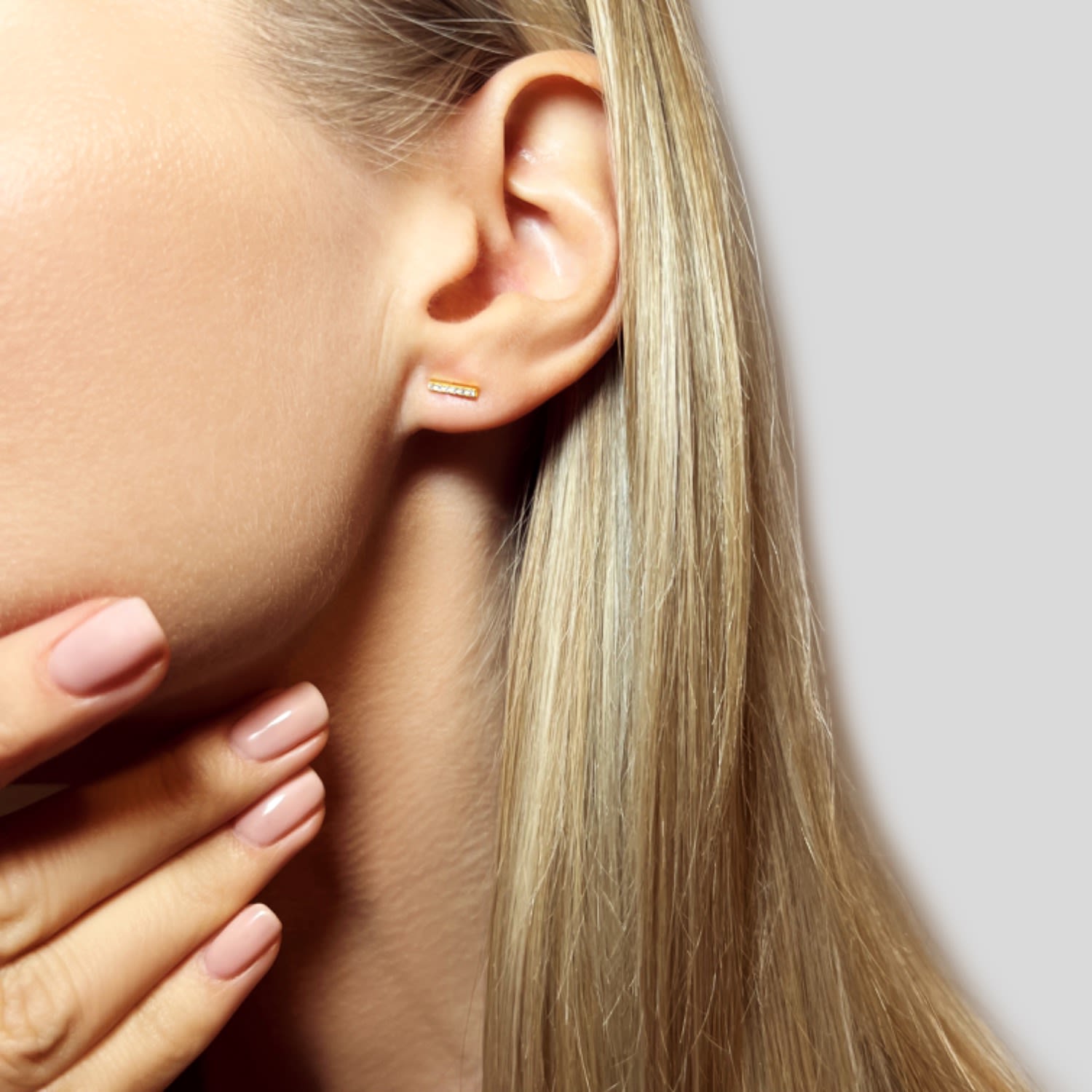 Sincere Gold Plated Sterling Silver Zircon Ear Studs