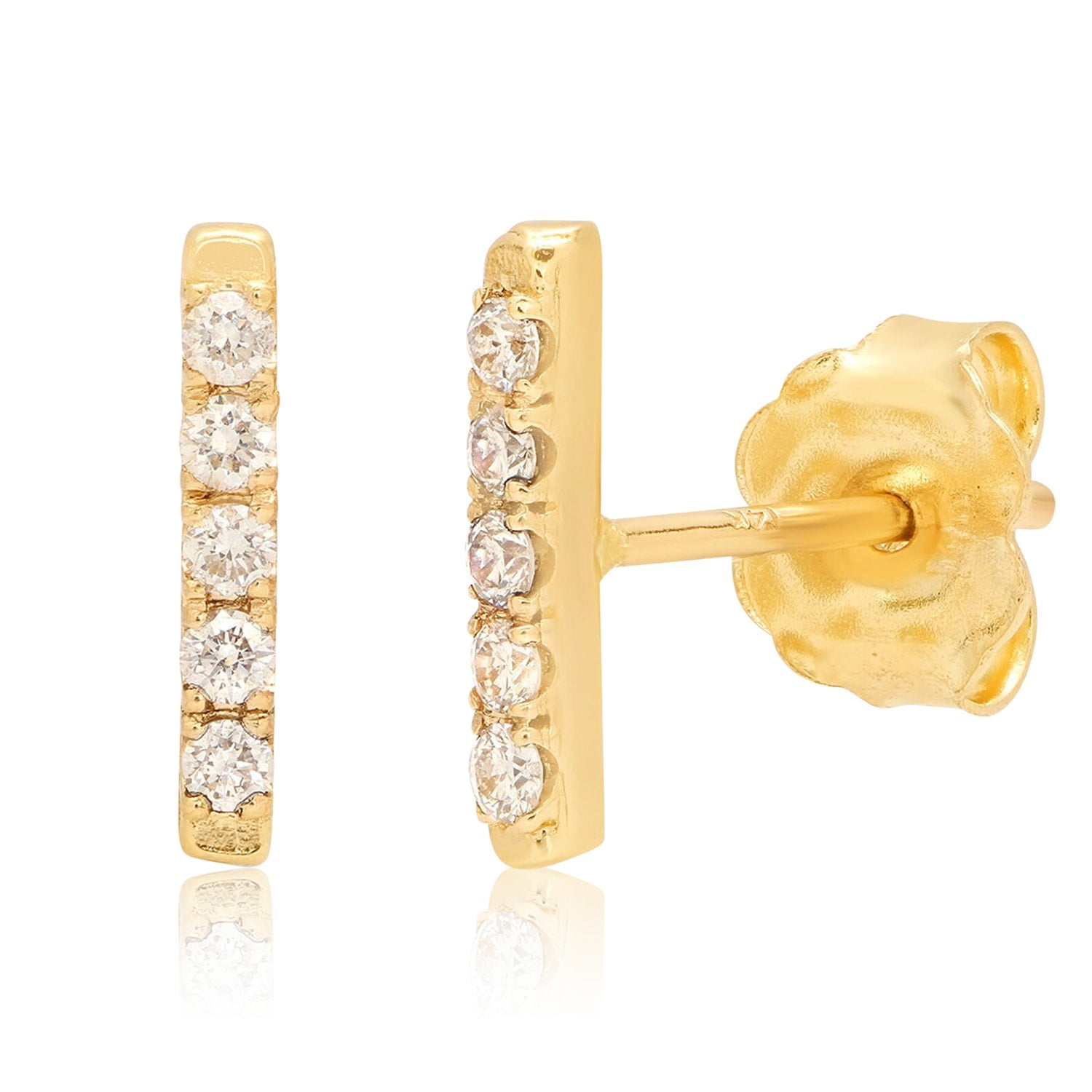Sincere Gold Plated Sterling Silver Zircon Ear Studs