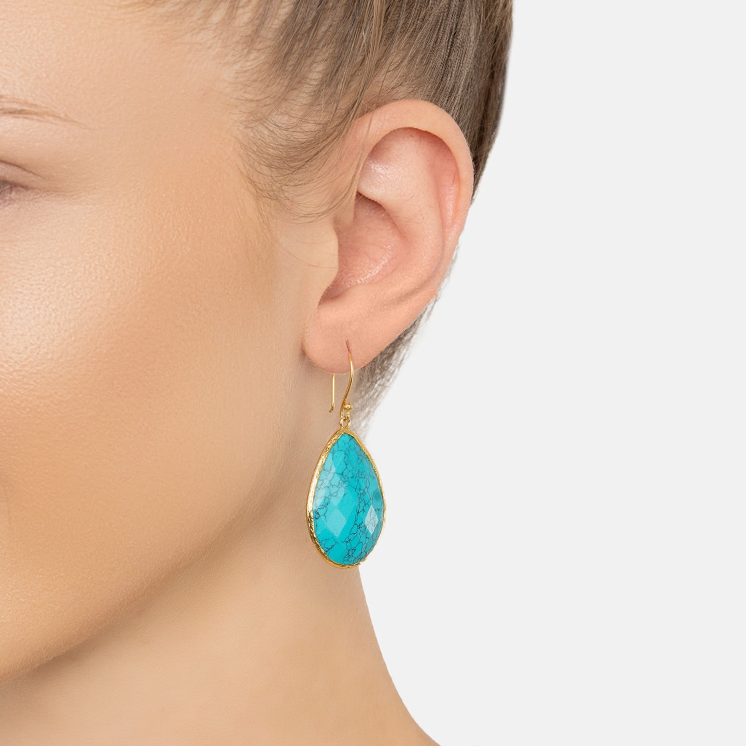 Single Drop Earrings Arizona Turquoise Gold