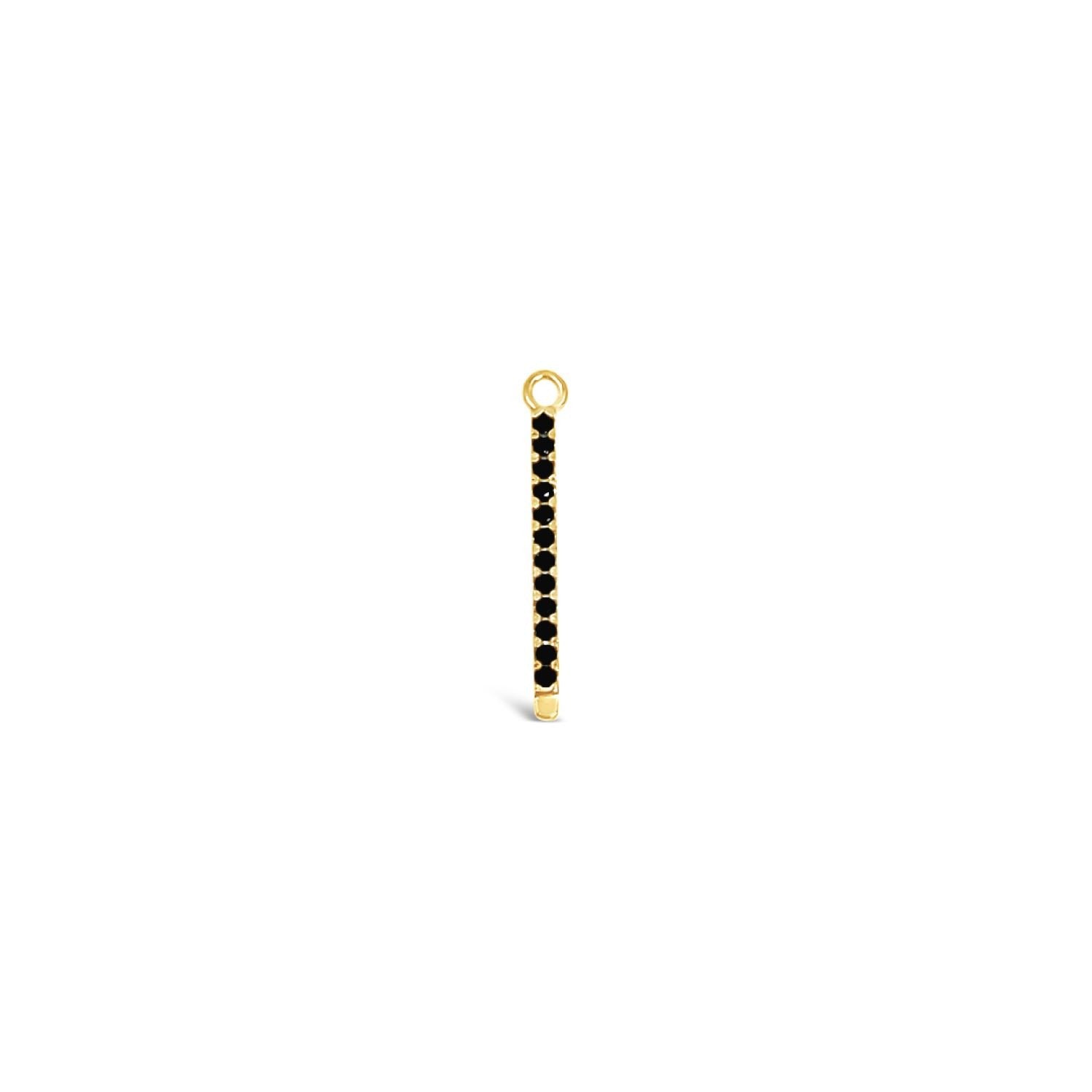 Single Earring Black Cz Charm Stick - Gold