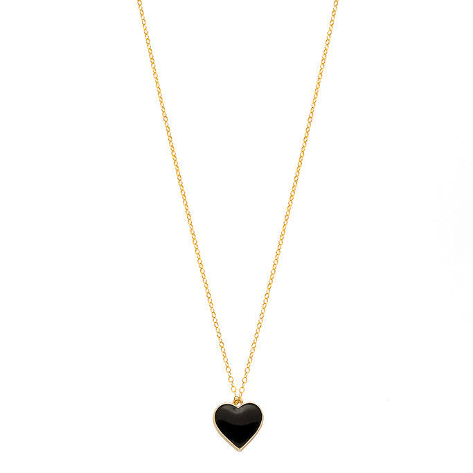 Single Hearted Girl Black Gold Filled Necklace With Magnetic Clasp