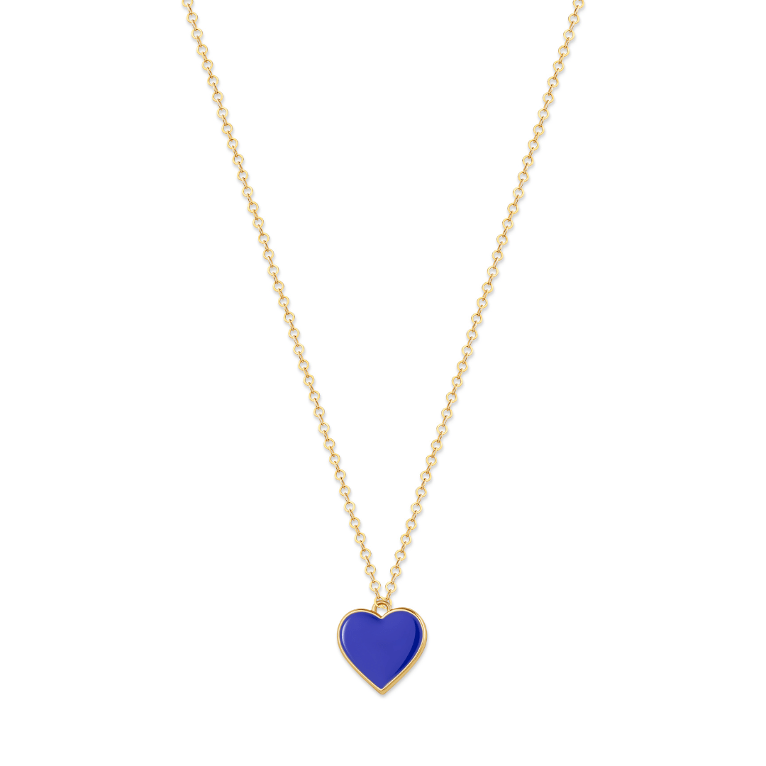 Single Hearted Girl Blue Gold Filled Necklace With Magnetic Clasp