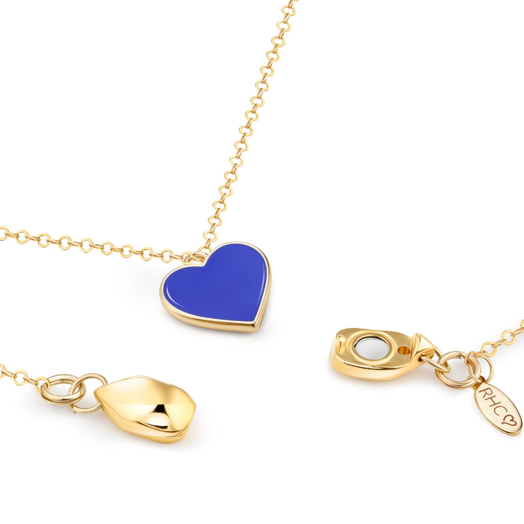 Single Hearted Girl Blue Gold Filled Necklace With Magnetic Clasp