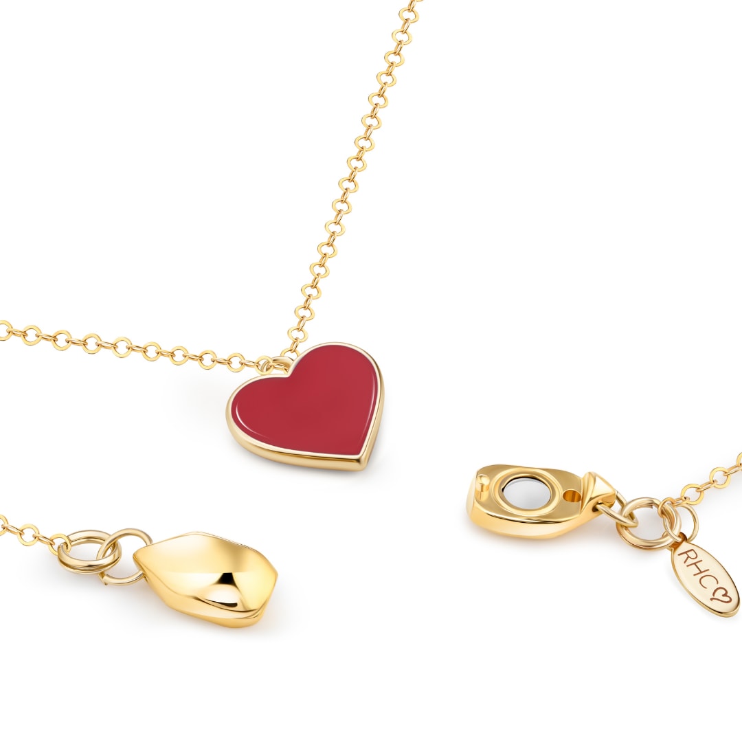 Single Hearted Girl Red Gold Filled Necklace With Magnetic Clasp