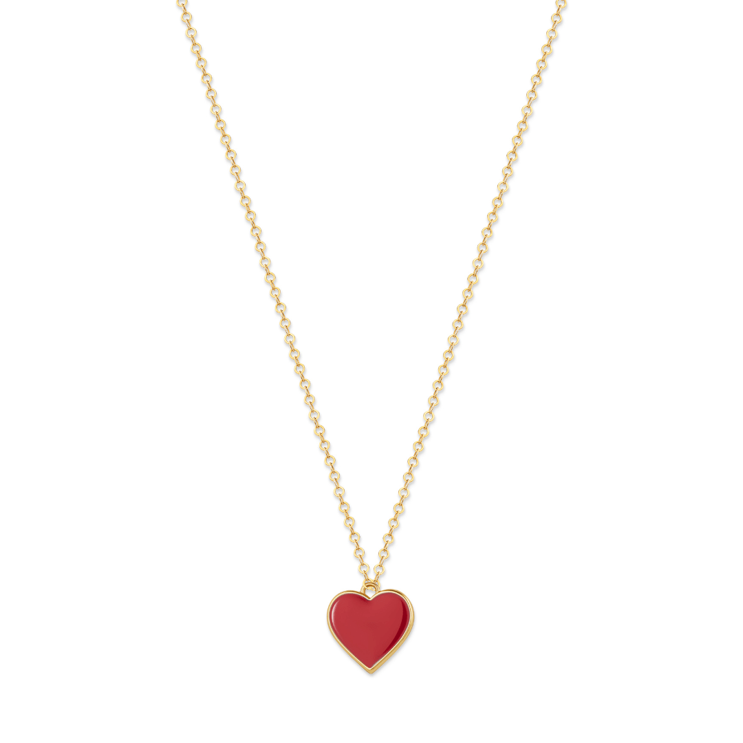 Single Hearted Girl Red Gold Filled Necklace With Magnetic Clasp