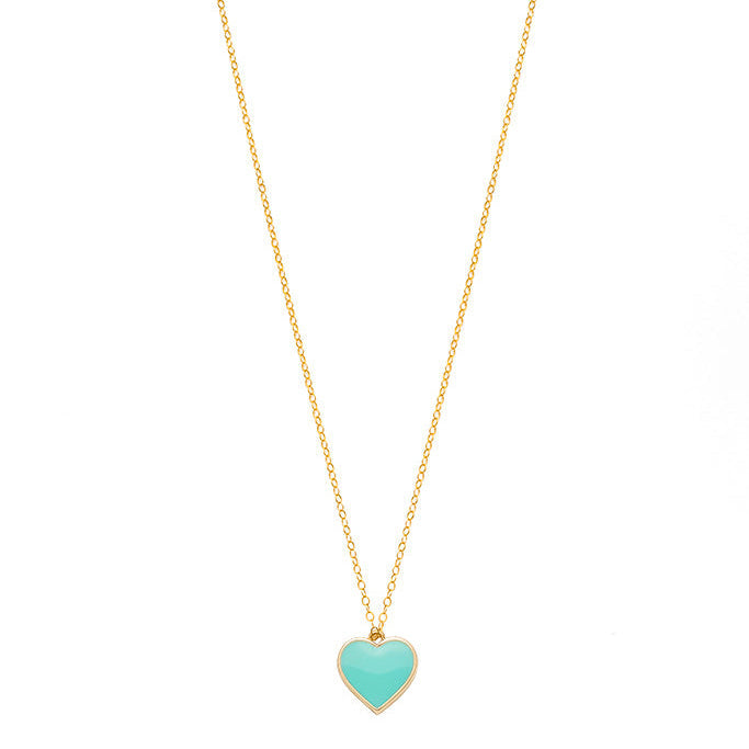 Single Hearted Girl Turquoise Gold Filled Necklace With Magnetic Clasp