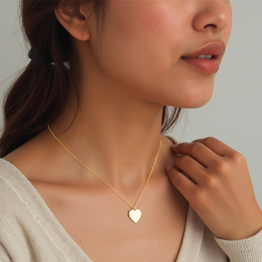 Single Hearted Girl White Gold Filled Necklace With Magnetic Clasp