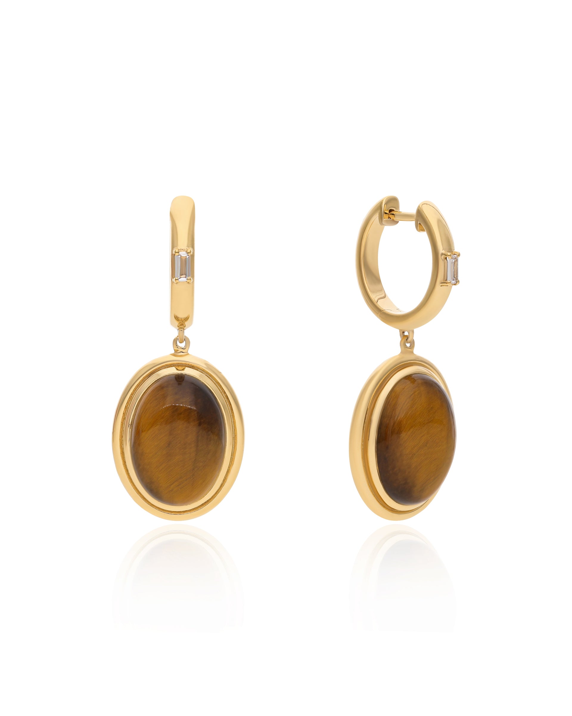 Tigers Eye-Singularity Huggies 925 Silver Earrings