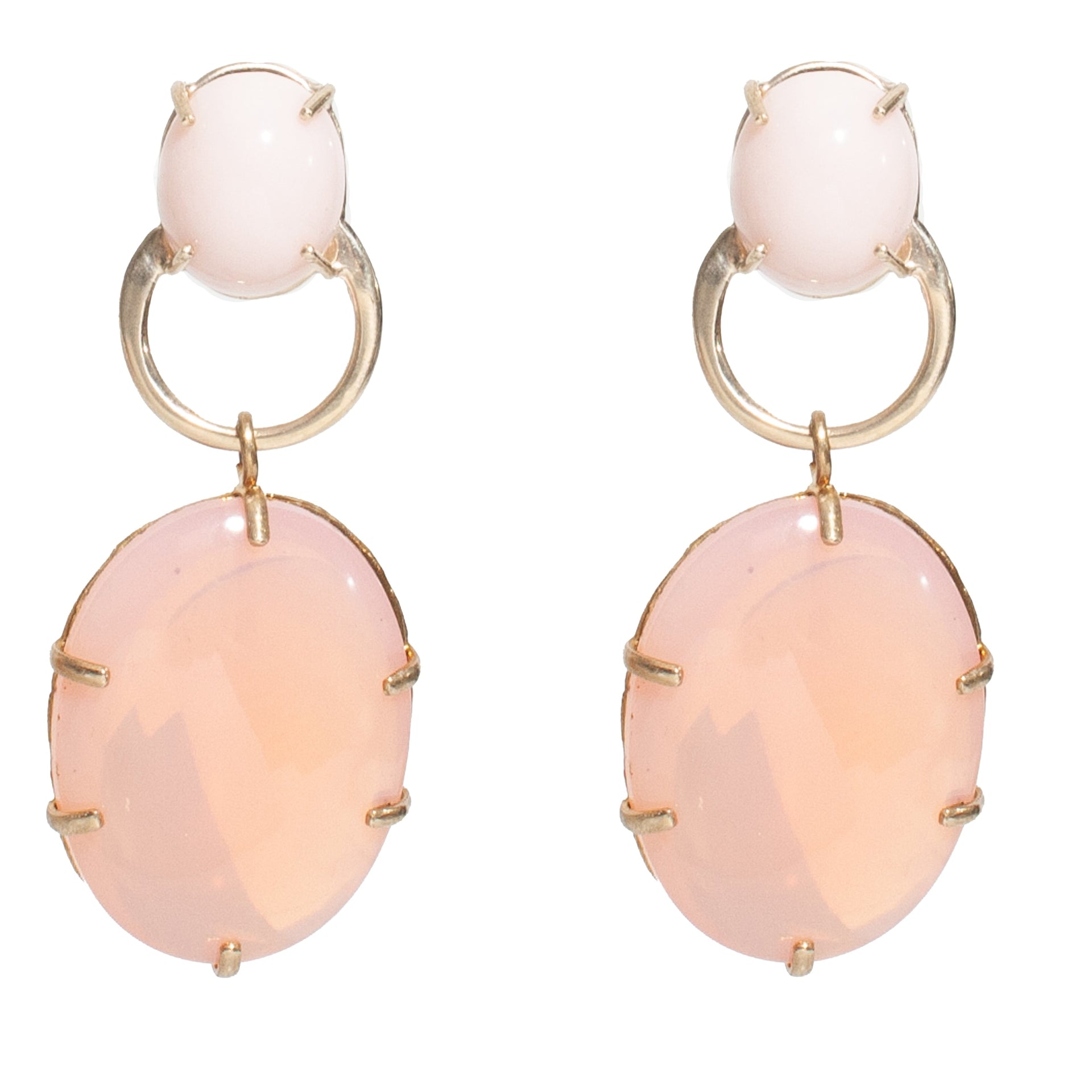 Siren Earrings – Bold Recycled Brass Earrings With Vintage Pink Glass Stones