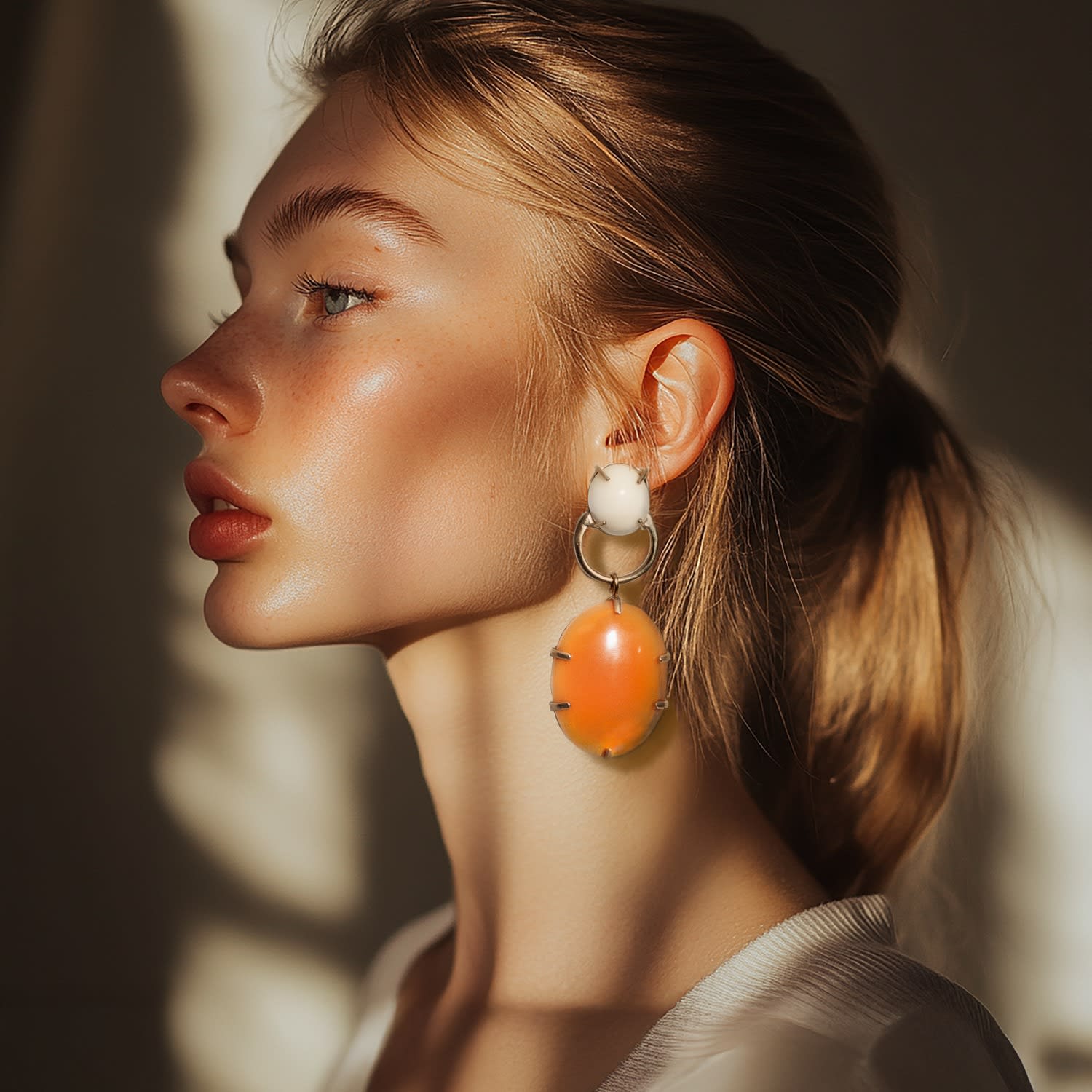 Siren Earrings – Bold Recycled Brass Earrings With Vintage Pink Glass Stones