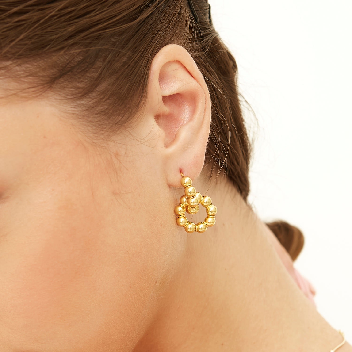 Large Lapped Bead Sterling Silver Earring - Silver