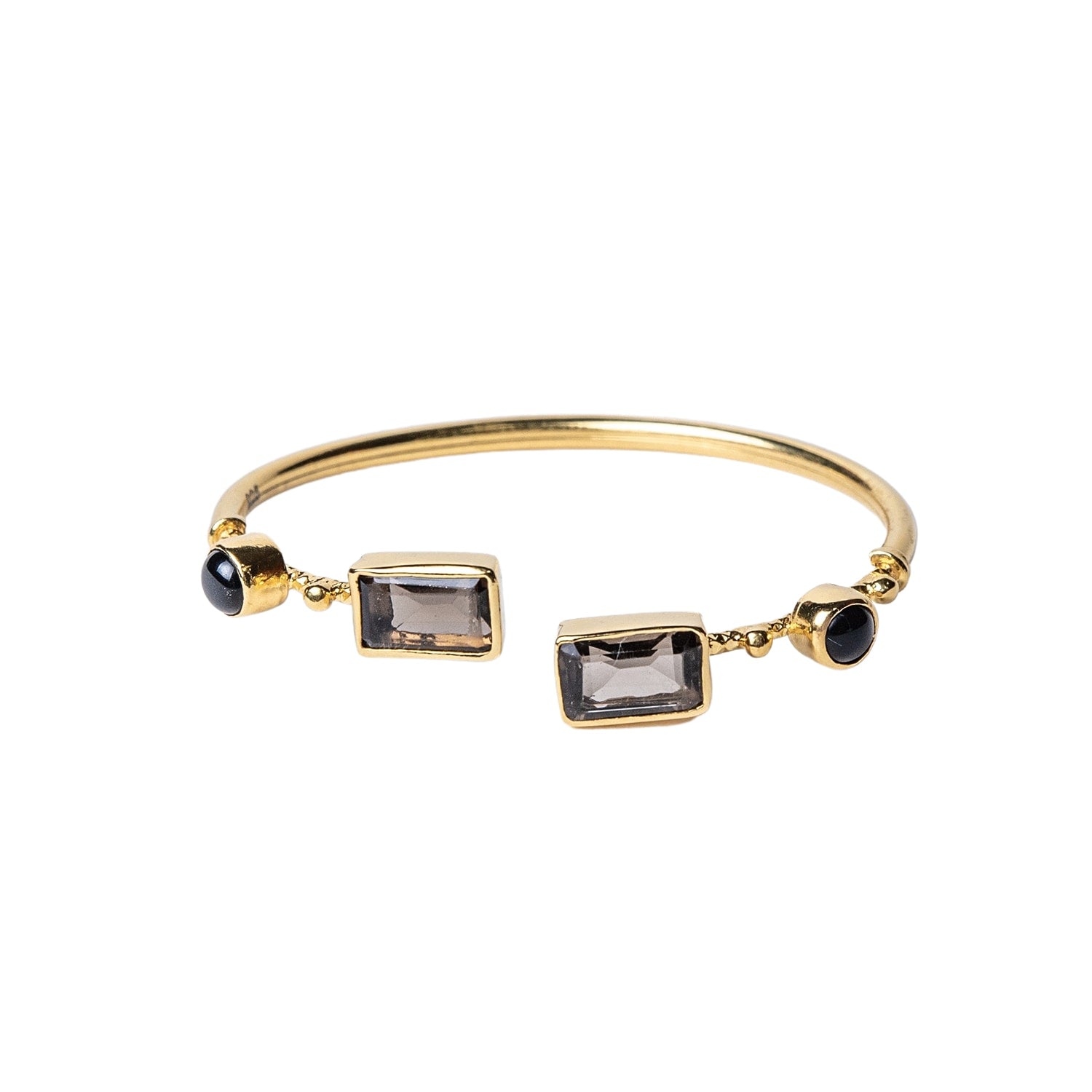 Sisterhood Smoky Quartz Gold Bangle Bracelet