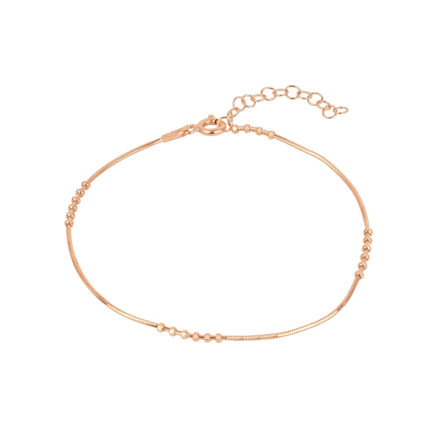 Six Beads Sterling Silver Bracelet - Rose Gold