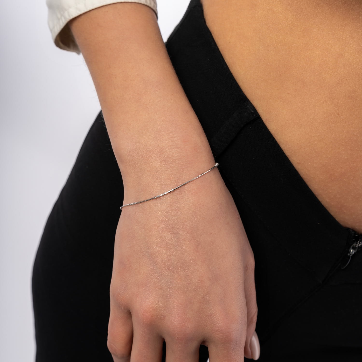 Six Beads Sterling Silver Bracelet - Silver