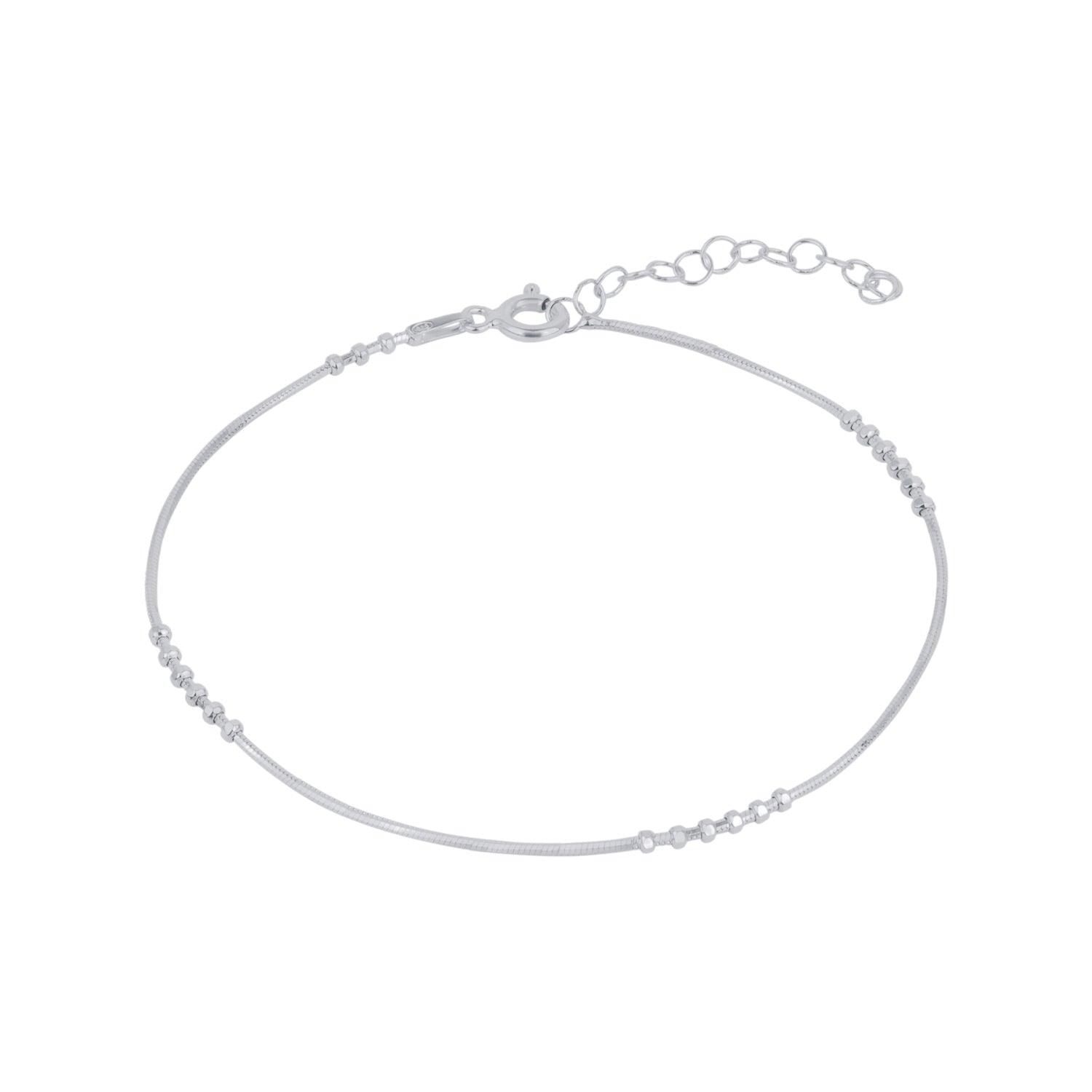 Six Beads Sterling Silver Bracelet - Silver