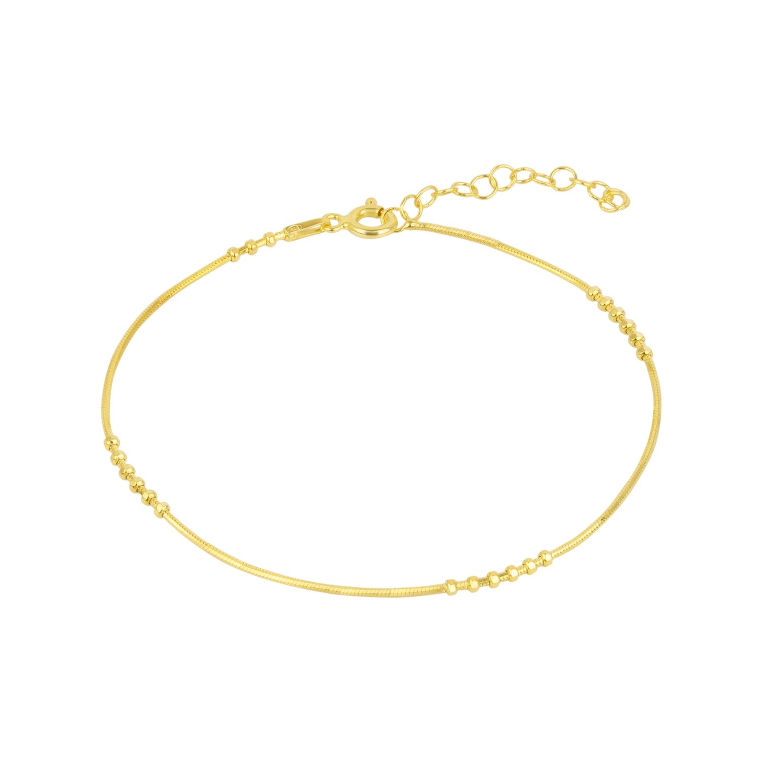 Six Beads Sterling Silver Bracelet - Gold