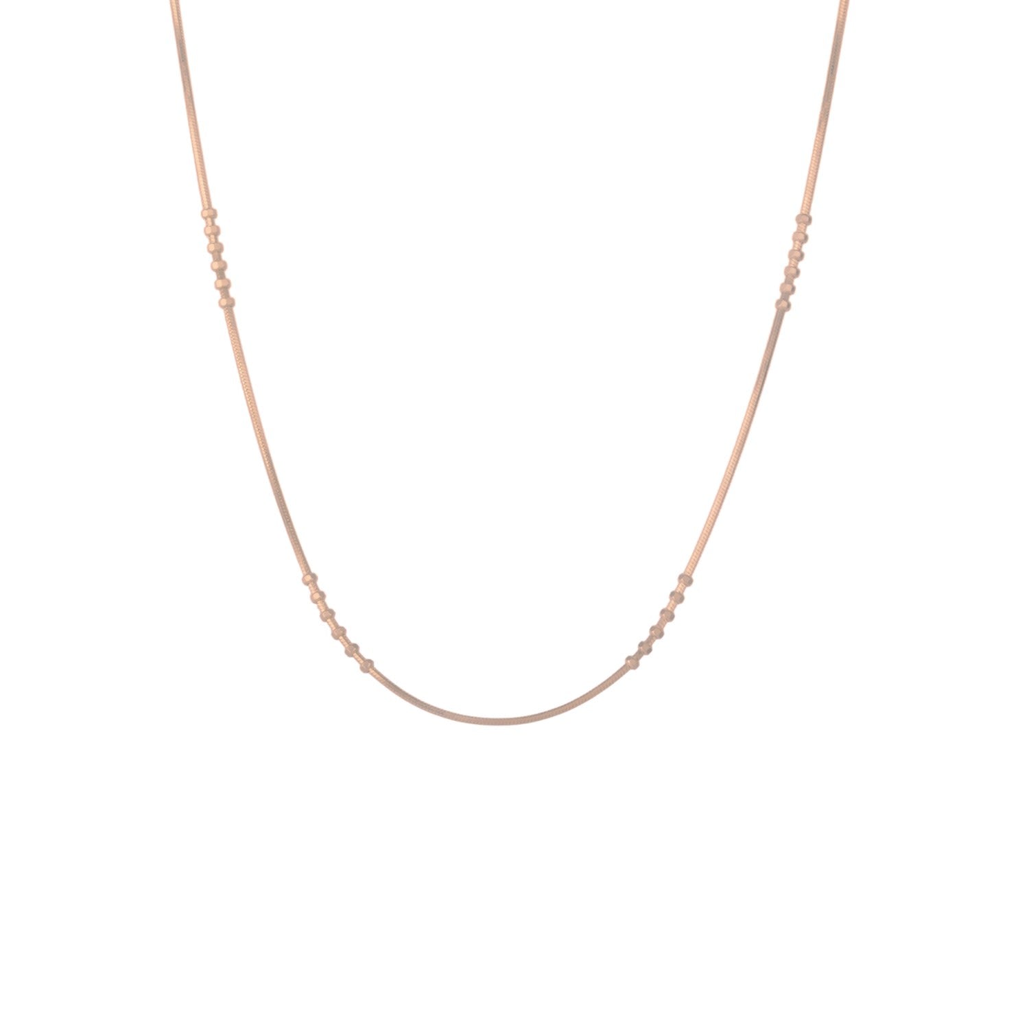 Six Beads Sterling Silver Necklace Chain - Rose Gold